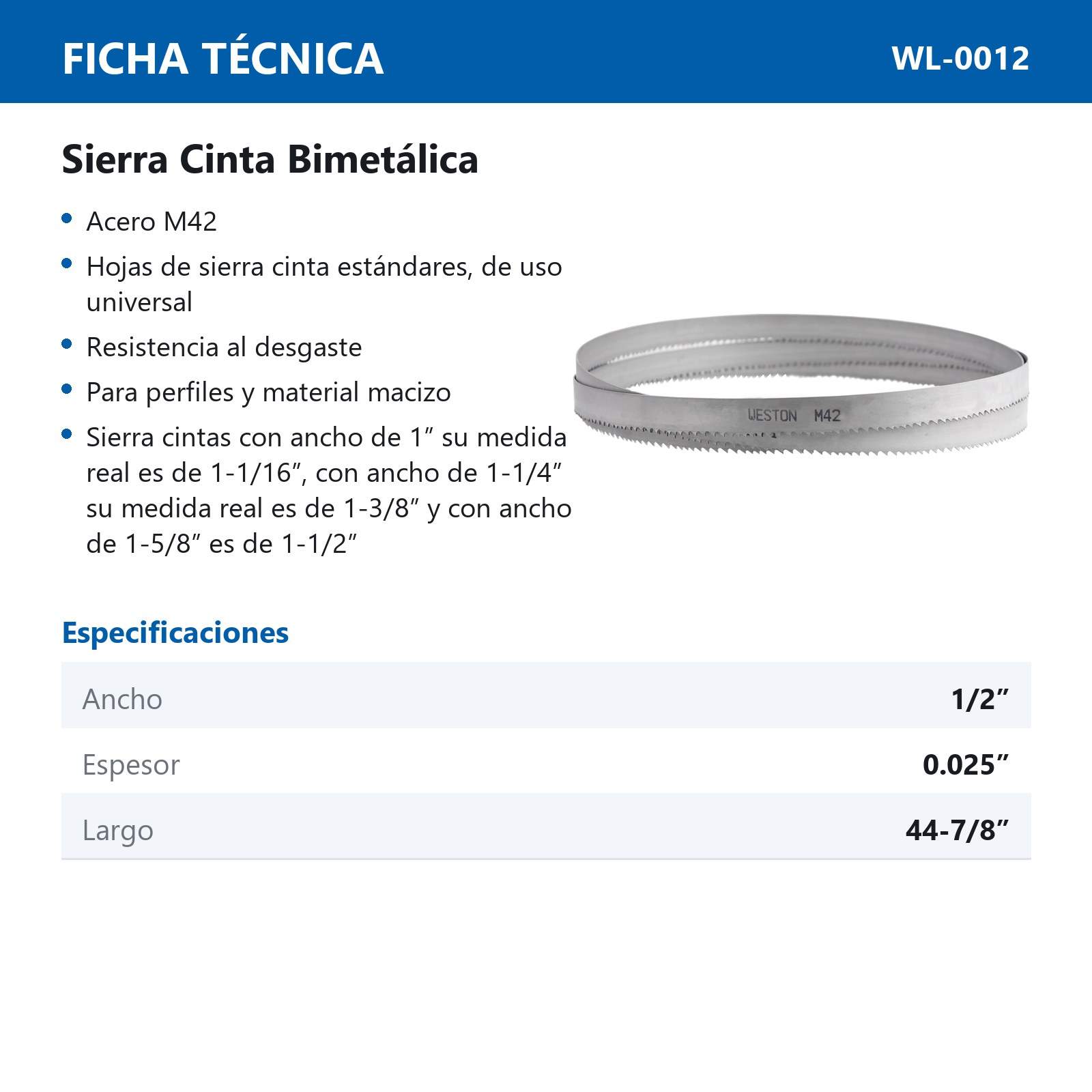 SIERRA CINTA SOLDABLE  1/2 x 0.025 x 44-7/8"   18  TPI - Imagen 4