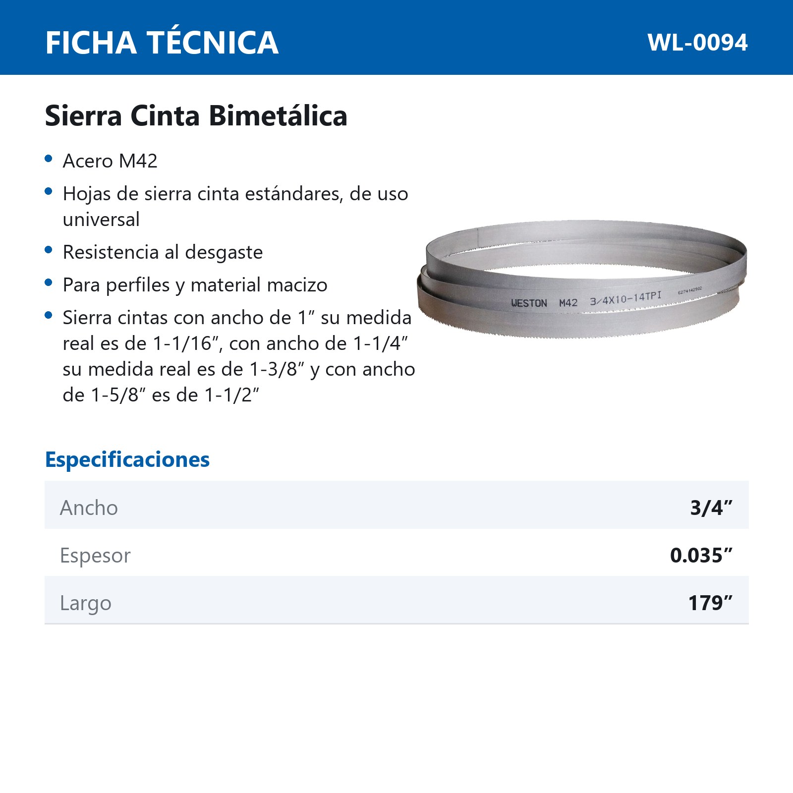 SIERRA CINTA SOLDABLE  3/4 x 0.035 x 179"    10-14 TPI - Imagen 4