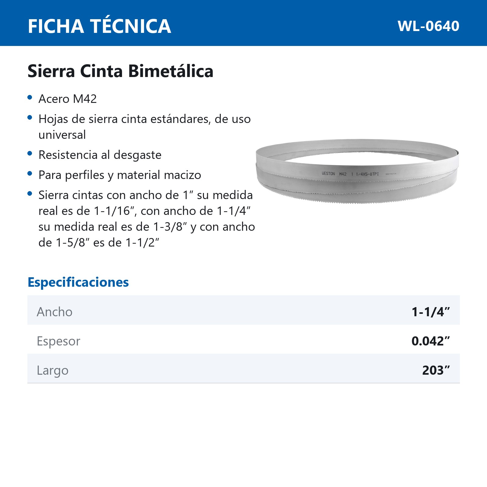 SIERRA CINTA SOLDABLE 1-3/8 x 0.042 x 203"    5 - 8 TPI - Imagen 4