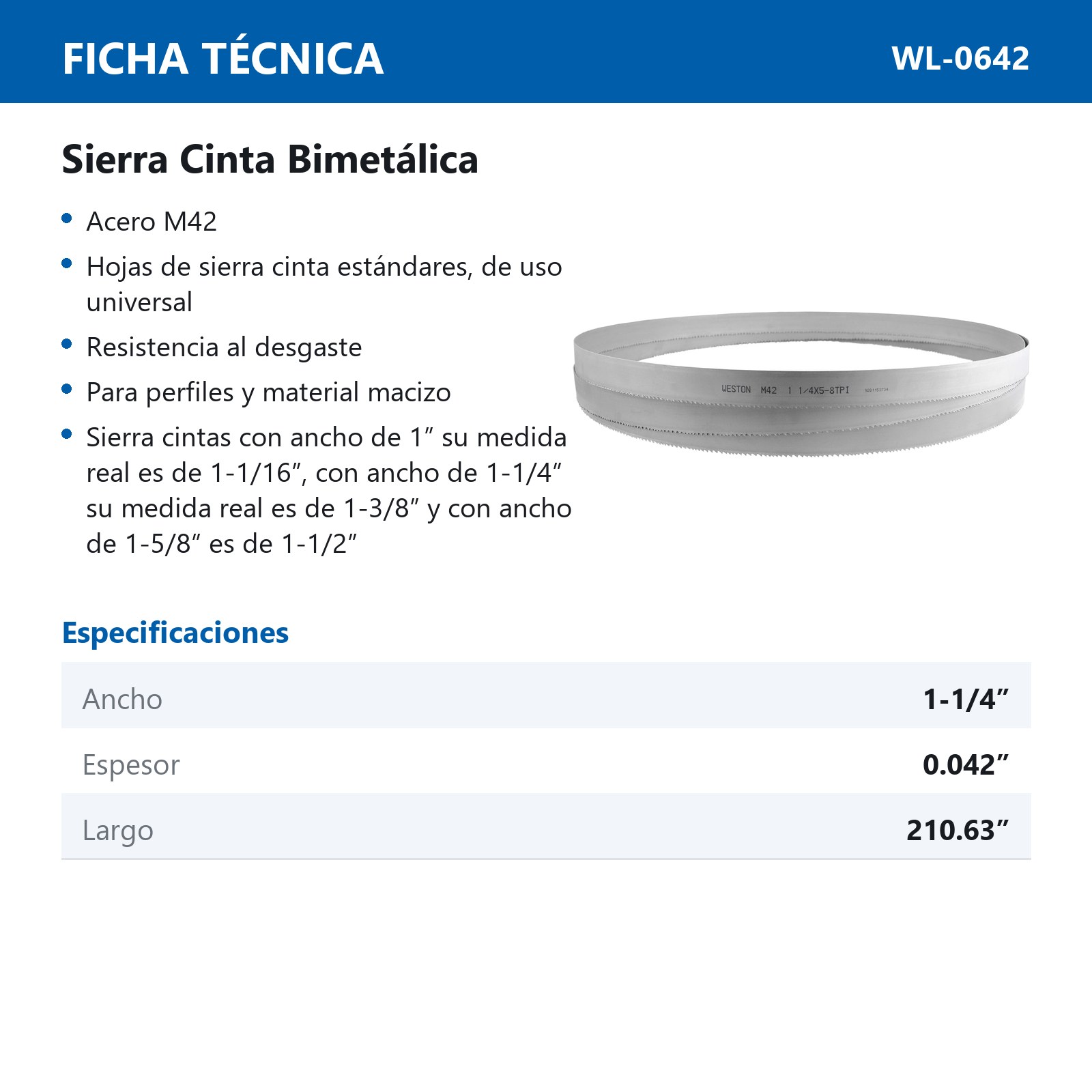 SIERRA CINTA SOLDABLE  1-3/8 x 0.042 x 210.63"    5-8 TPI - Imagen 4