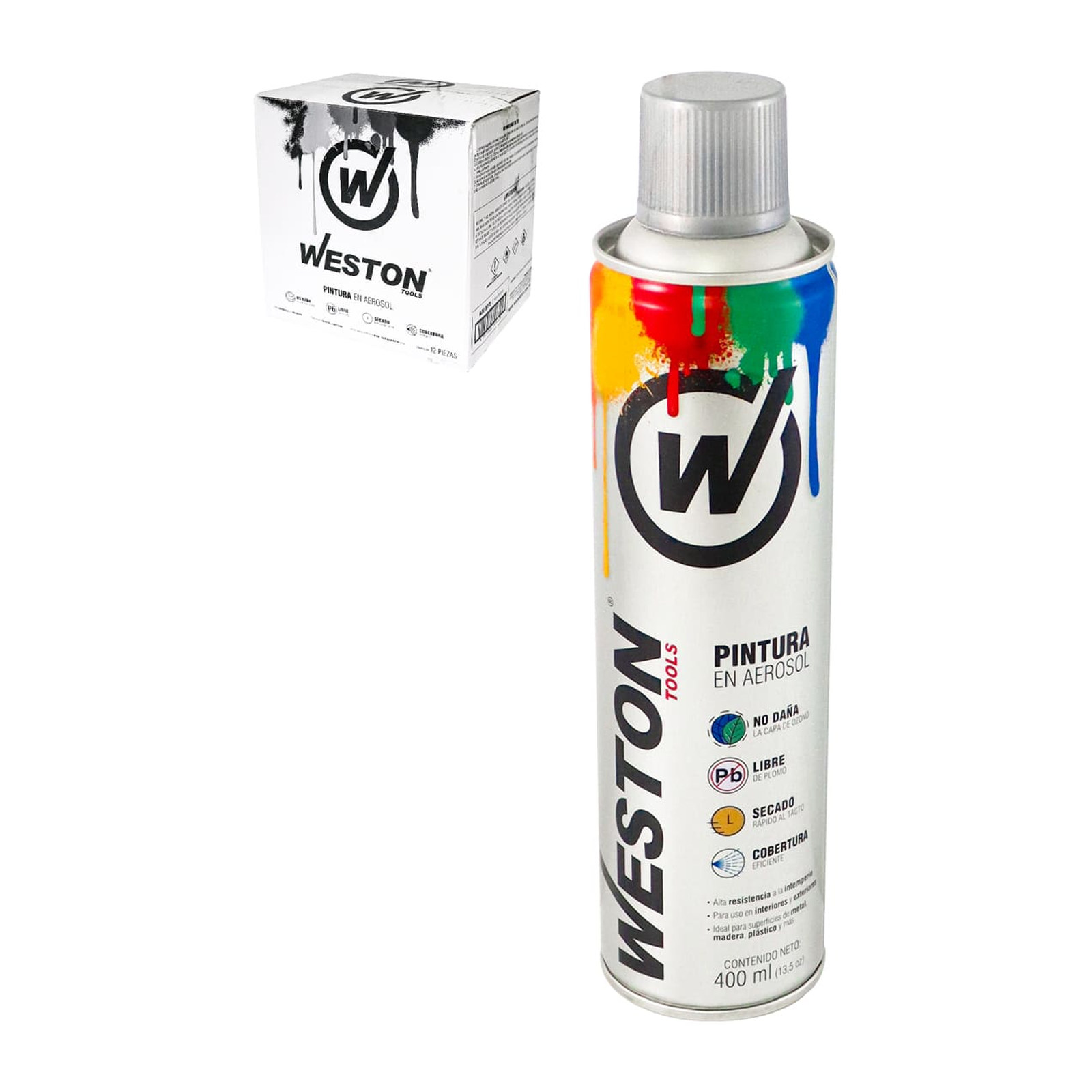Pintura Aerosol Plata Metálico 400 ml Weston