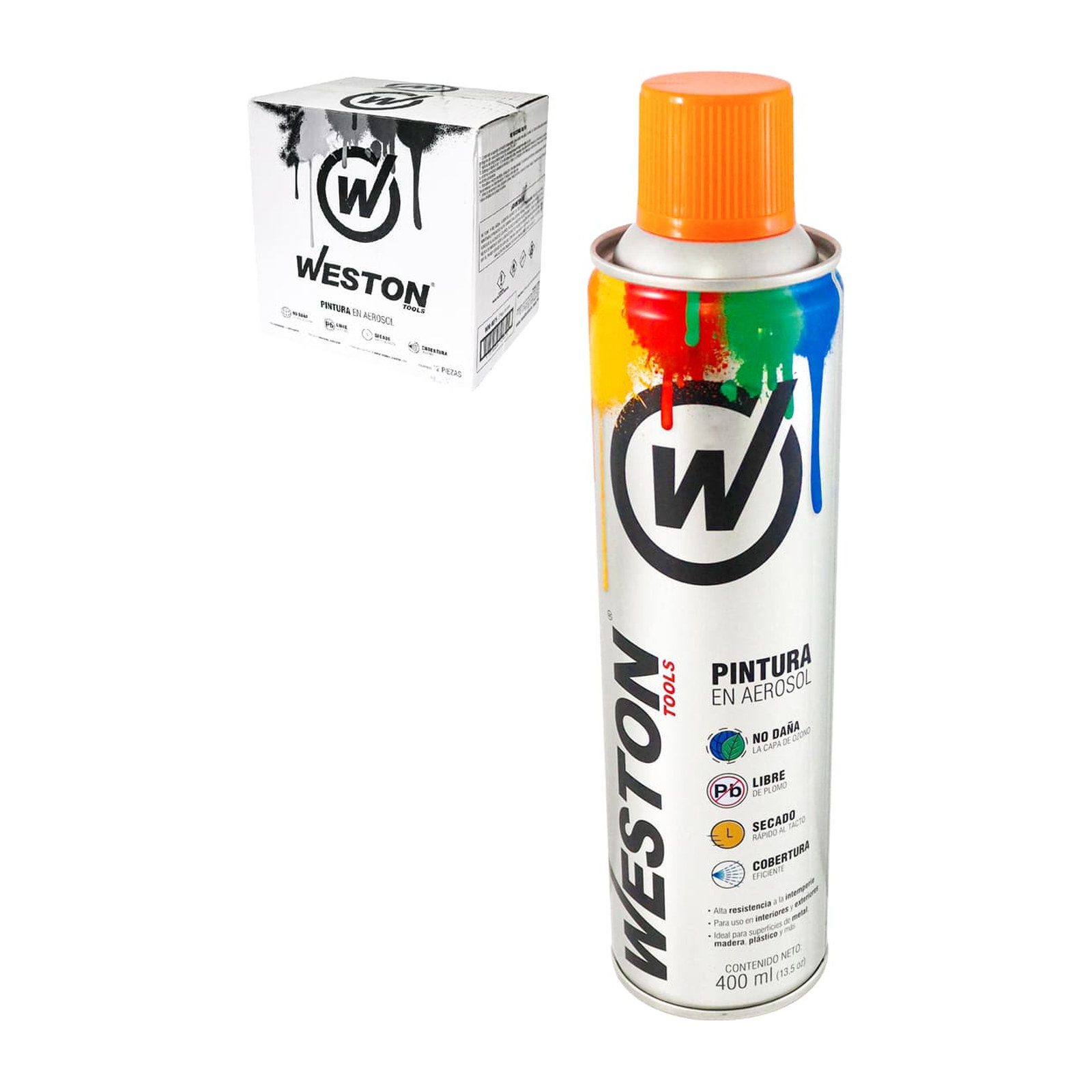 Pintura Aerosol Naranja Fluorescente 400 ml Weston
