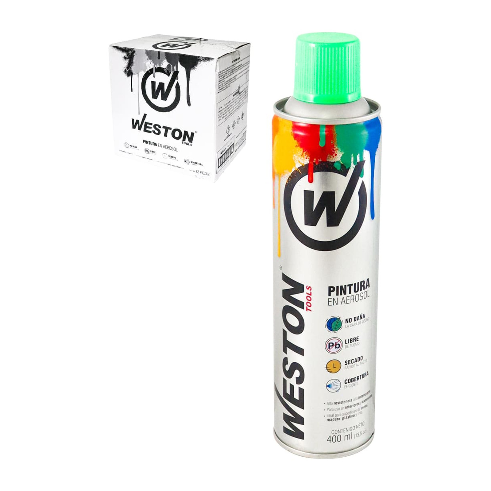 Pintura Aerosol Verde Fluorescente 400ml Weston