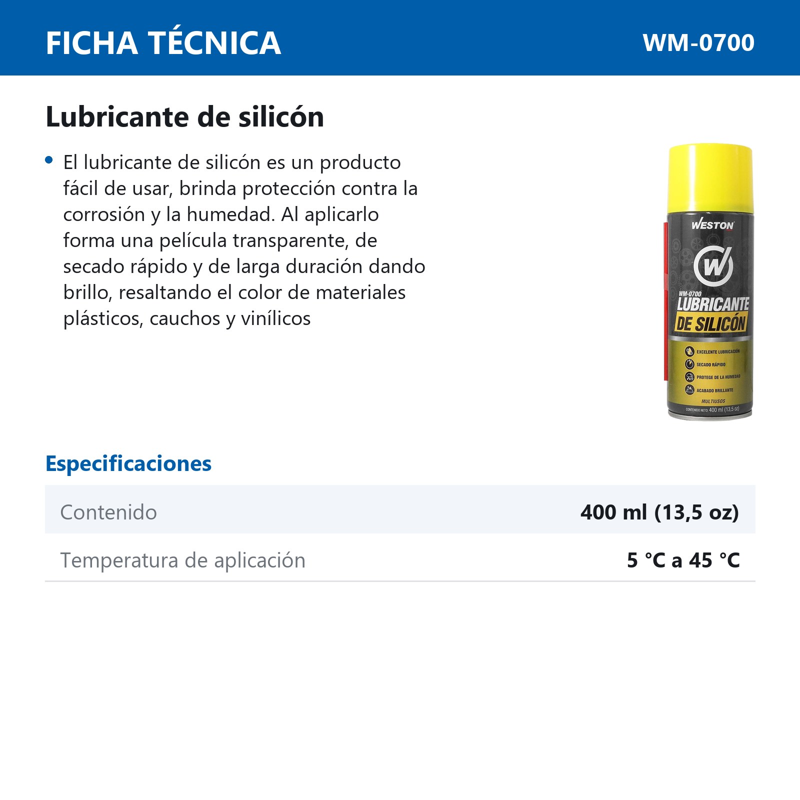 LUBRICANTE D/SILICON AEROSOL 400ml - Imagen 3