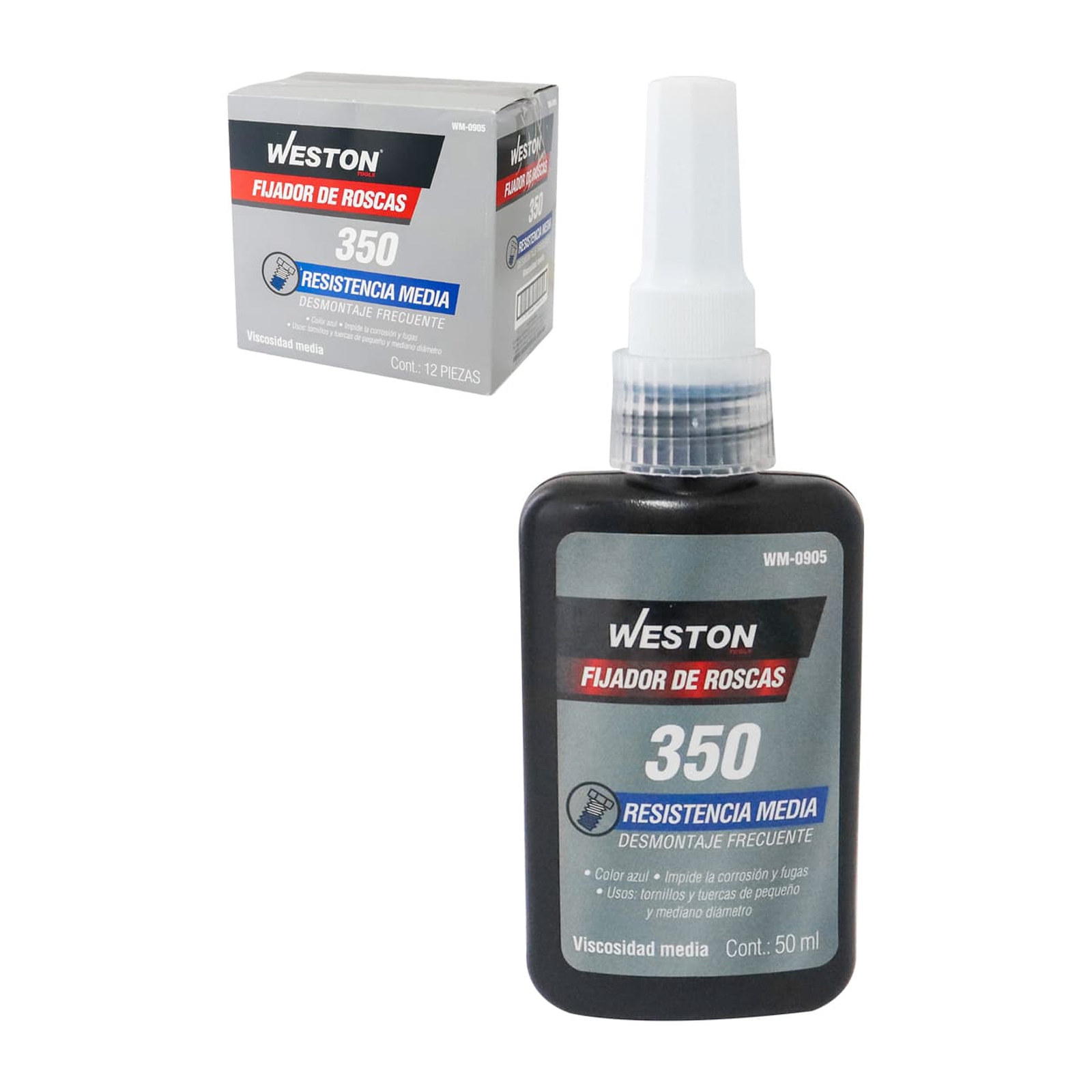 Fijador de Roscas Weston 350 Resistencia Media Azul 50ml