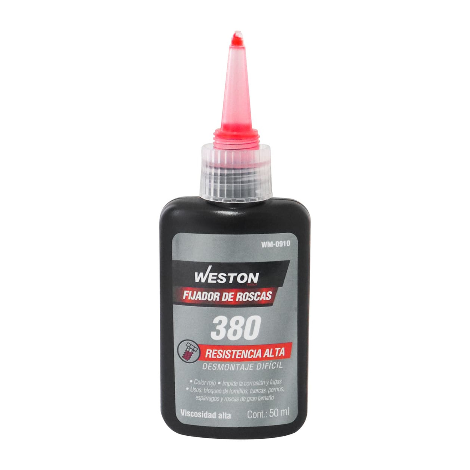 FIJADOR DE ROSCAS 380 RESISTENCIA ALTA COLOR ROJO 50ml - Imagen 2
