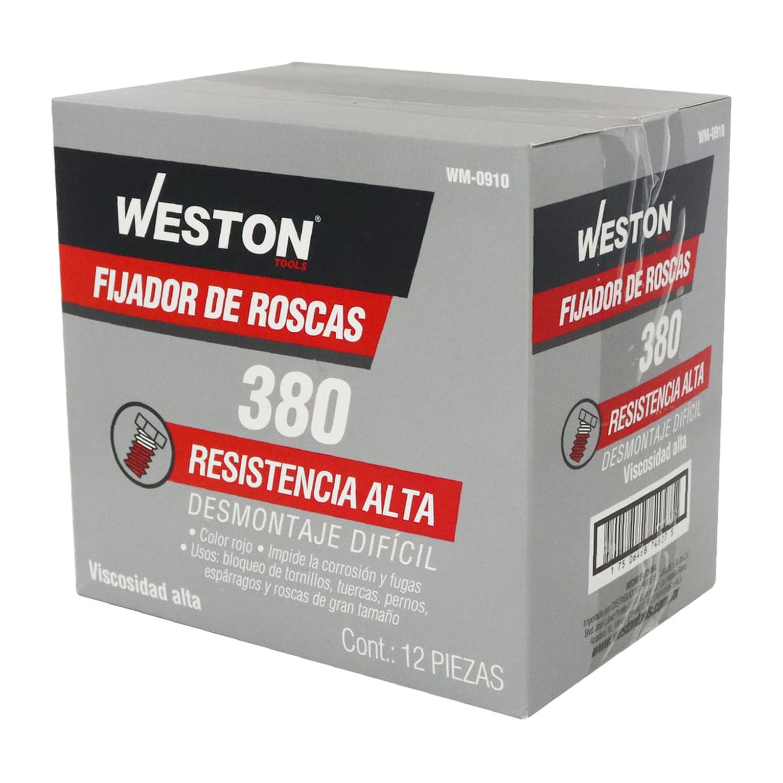FIJADOR DE ROSCAS 380 RESISTENCIA ALTA COLOR ROJO 50ml - Imagen 4