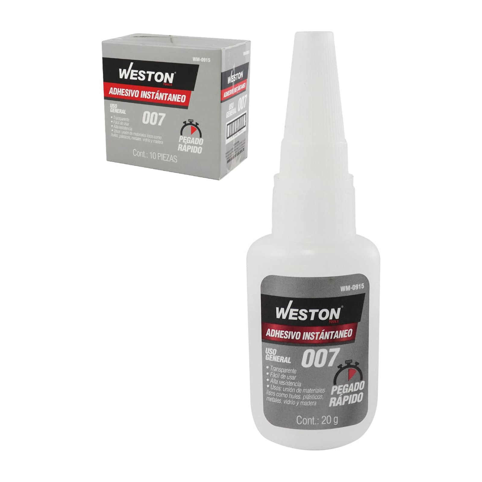 Adhesivo Instantáneo Transparente 007 20g Weston