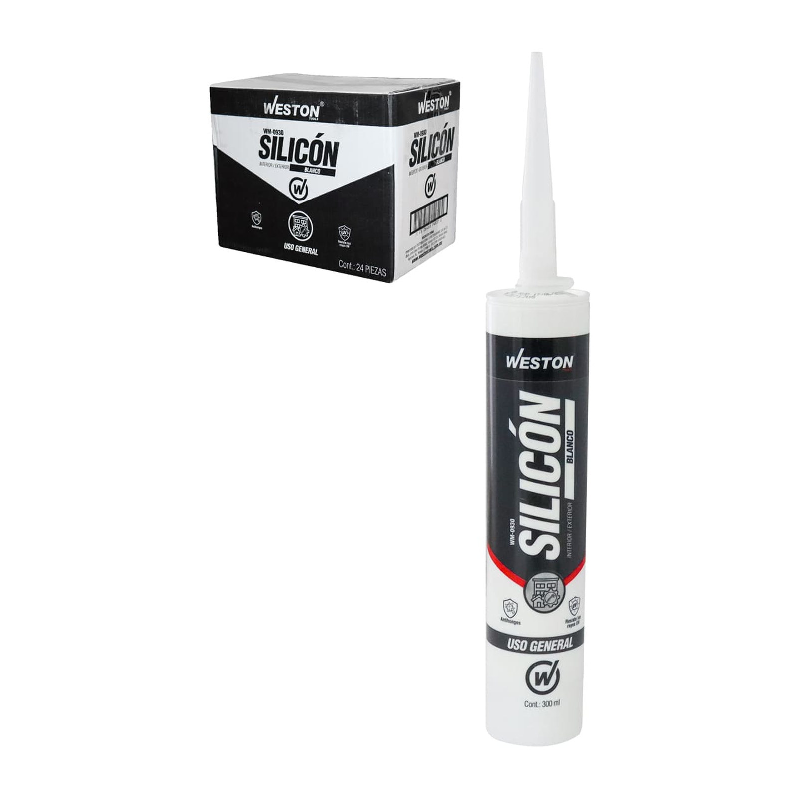 Silicón Blanco Uso General en Cartucho 300 ml Weston