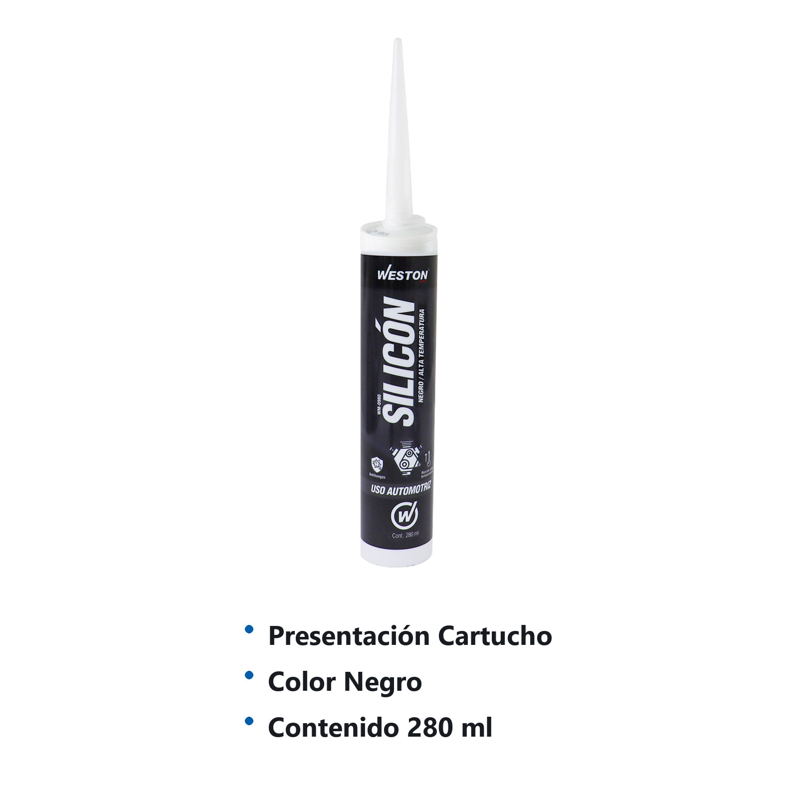 SILICON NEGRO ALTA TEMPERATURA CARTUCHO 280g - Imagen 2