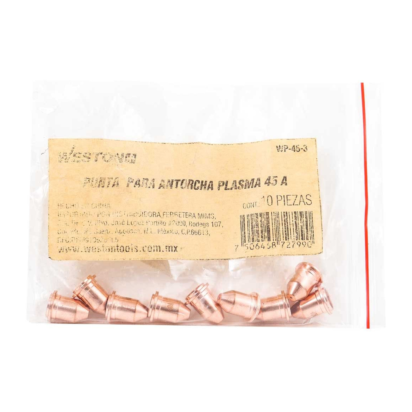 PUNTA  P/ANTORCHA PLASMA 45AMP (Empaque c/10 pzas - Precio x pieza) - Imagen 2