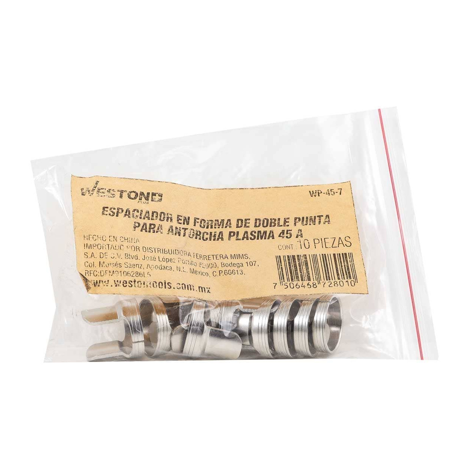 ESPACIADOR EN FORMA DE DOBLE PUNTA P/ANTORCHA PLASMA 45AMP (Empaque c/10 pzas - Precio x pieza) - Imagen 2