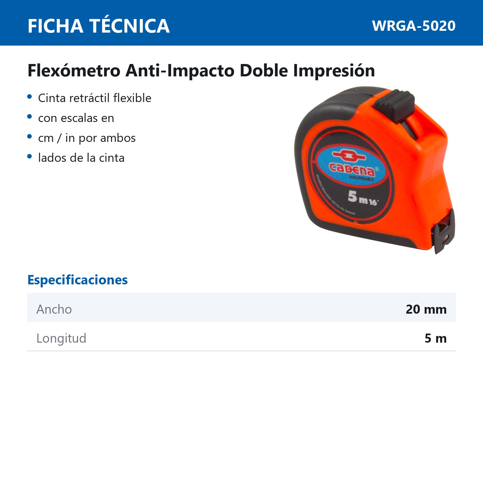 FLEXOMETRO CAD. ANTI.IMP. 5MTS. - Imagen 2