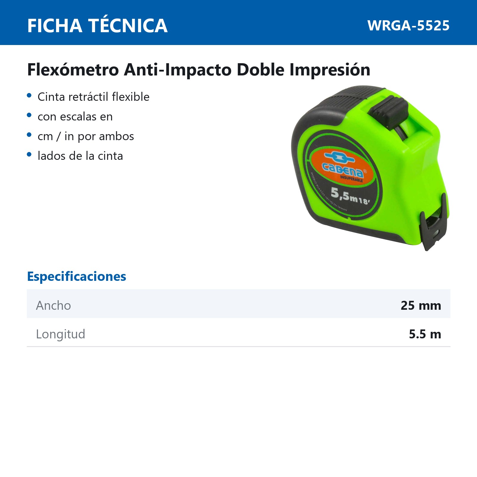 FLEXOMETRO CAD. ANTI.IMP. 5.5MTS. - Imagen 2