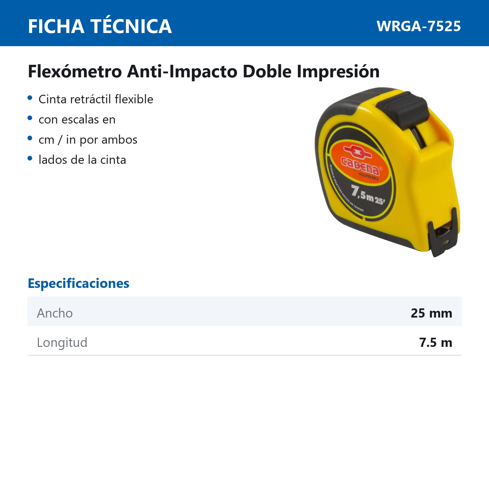 FLEXOMETRO CAD. ANTI.IMP. 7.5 X 25 - Imagen 2