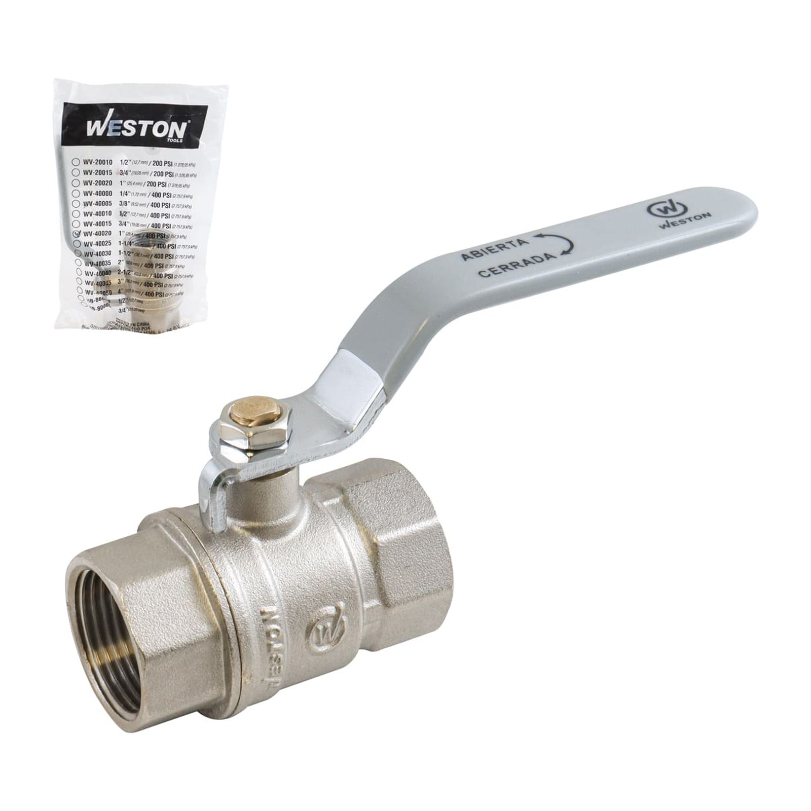 Válvula de Esfera Niquelada Roscable WOG 400 1-1/2" WESTON