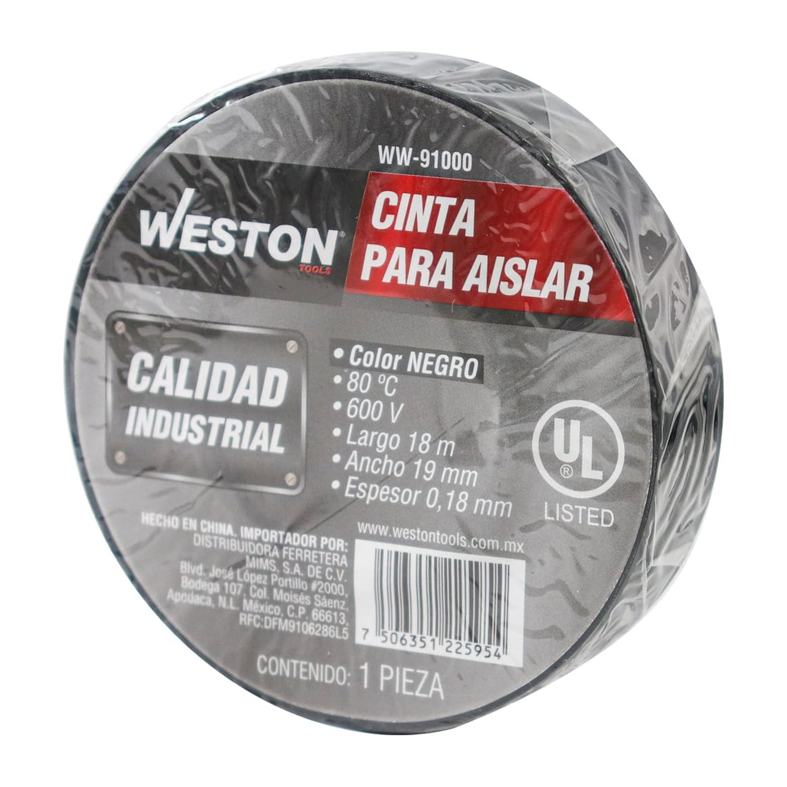 CINTA PARA AISLAR 18 m X 19 mm COLOR NEGRO (Precio x Empaque - Empaque c/10 pzas) - Imagen 3