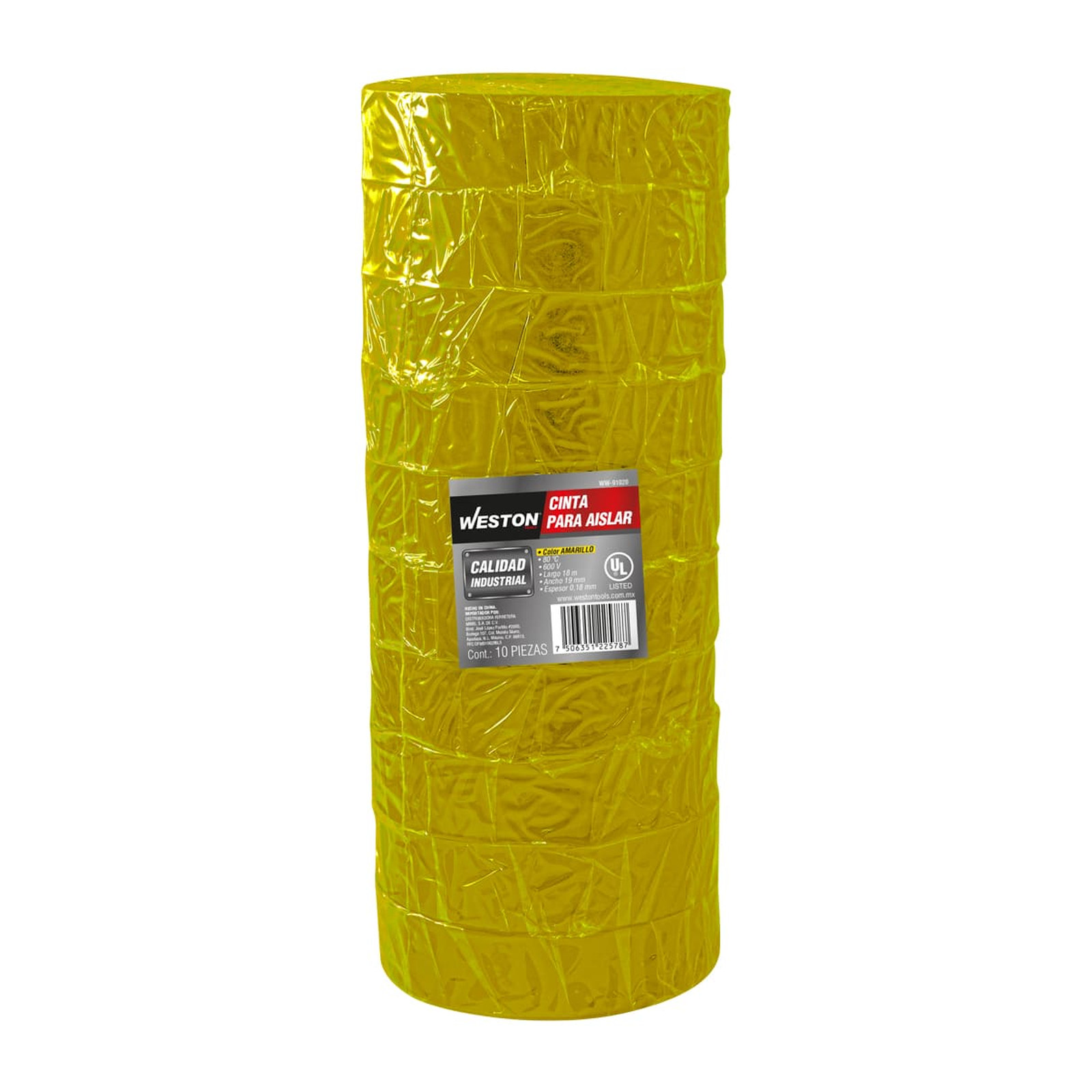 CINTA PARA AISLAR 18 m X 19 mm COLOR AMARILLO (Precio x Empaque - Empaque c/10 pzas) - Imagen 2