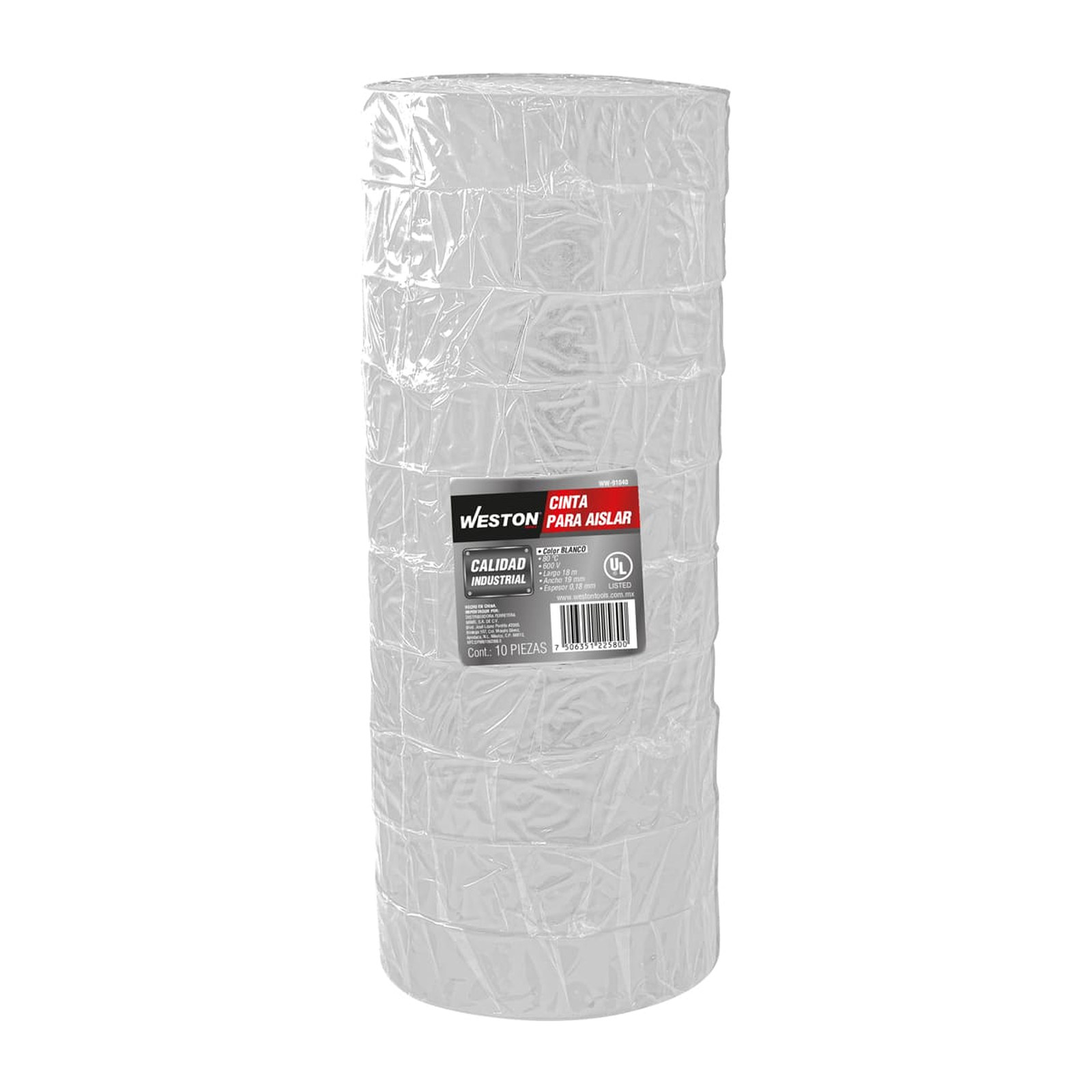 CINTA PARA AISLAR 18 m X 19 mm COLOR BLANCO (Precio x Empaque - Empaque c/10 pzas) - Imagen 2