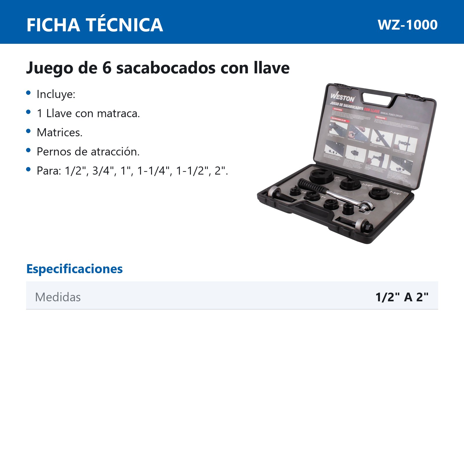 JUEGO DE SACABOCADOS 6 PZS. 1/2" - 2" - Imagen 2