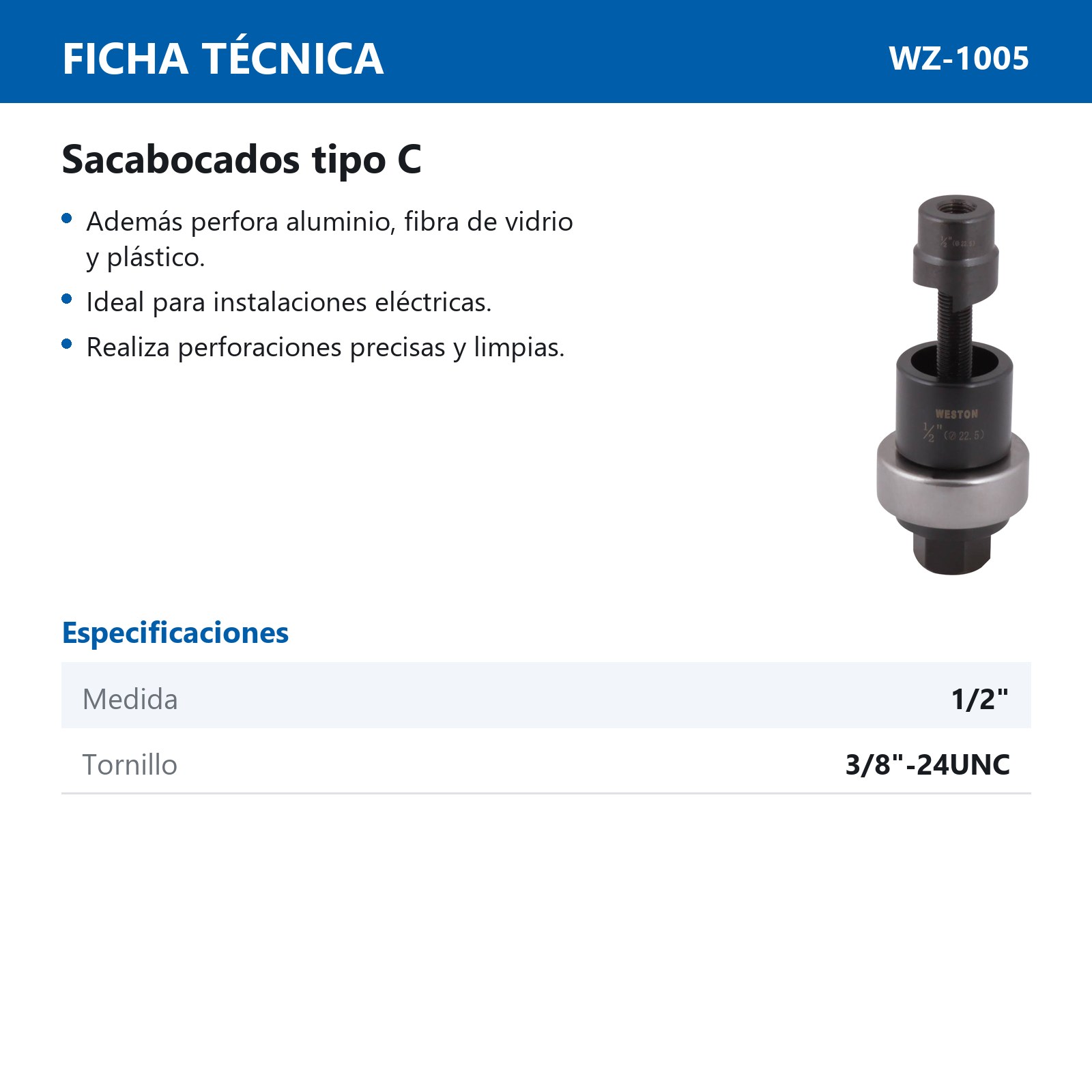 SACABOCADO TIPO C      1/2" - Imagen 2
