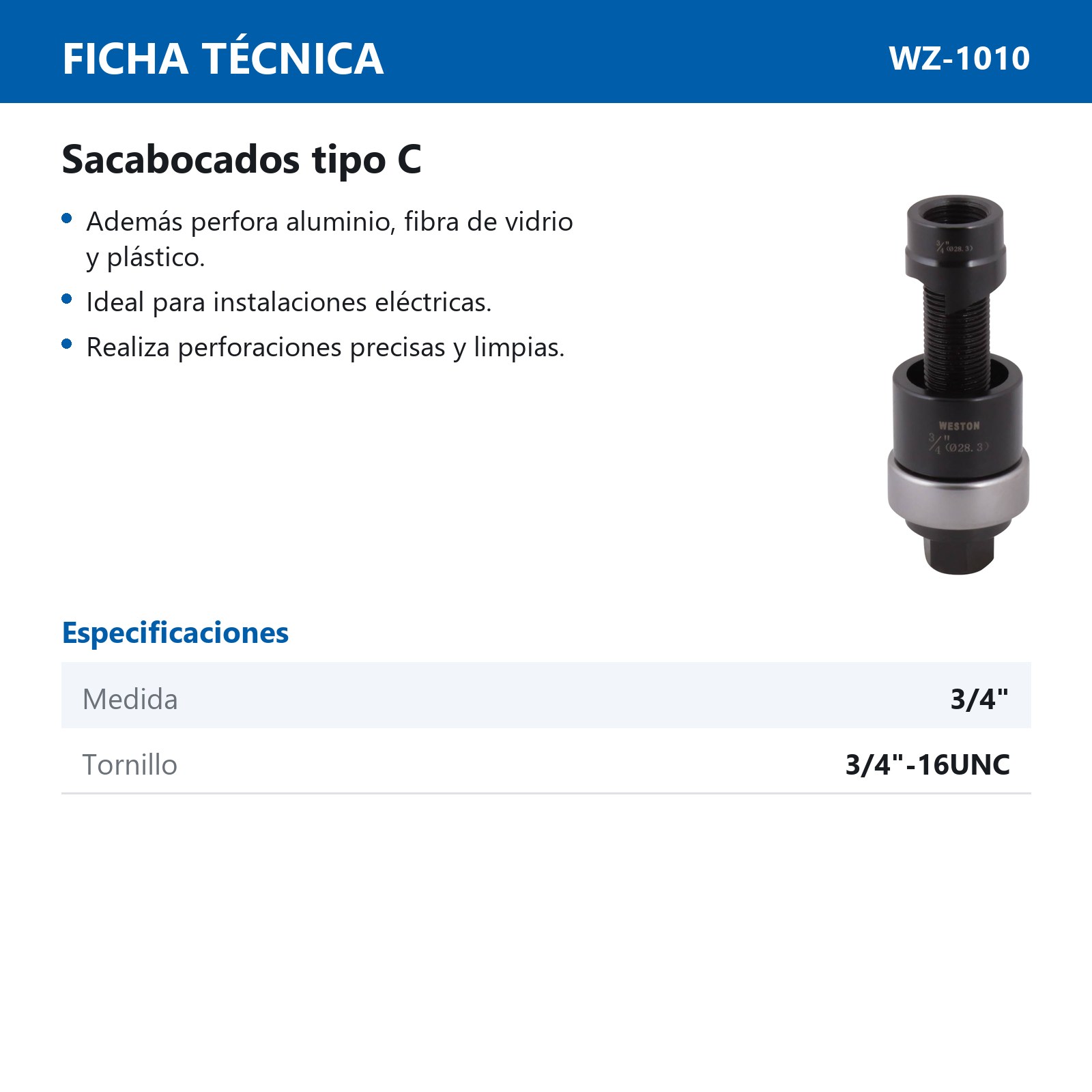 SACABOCADO TIPO C      3/4" - Imagen 2