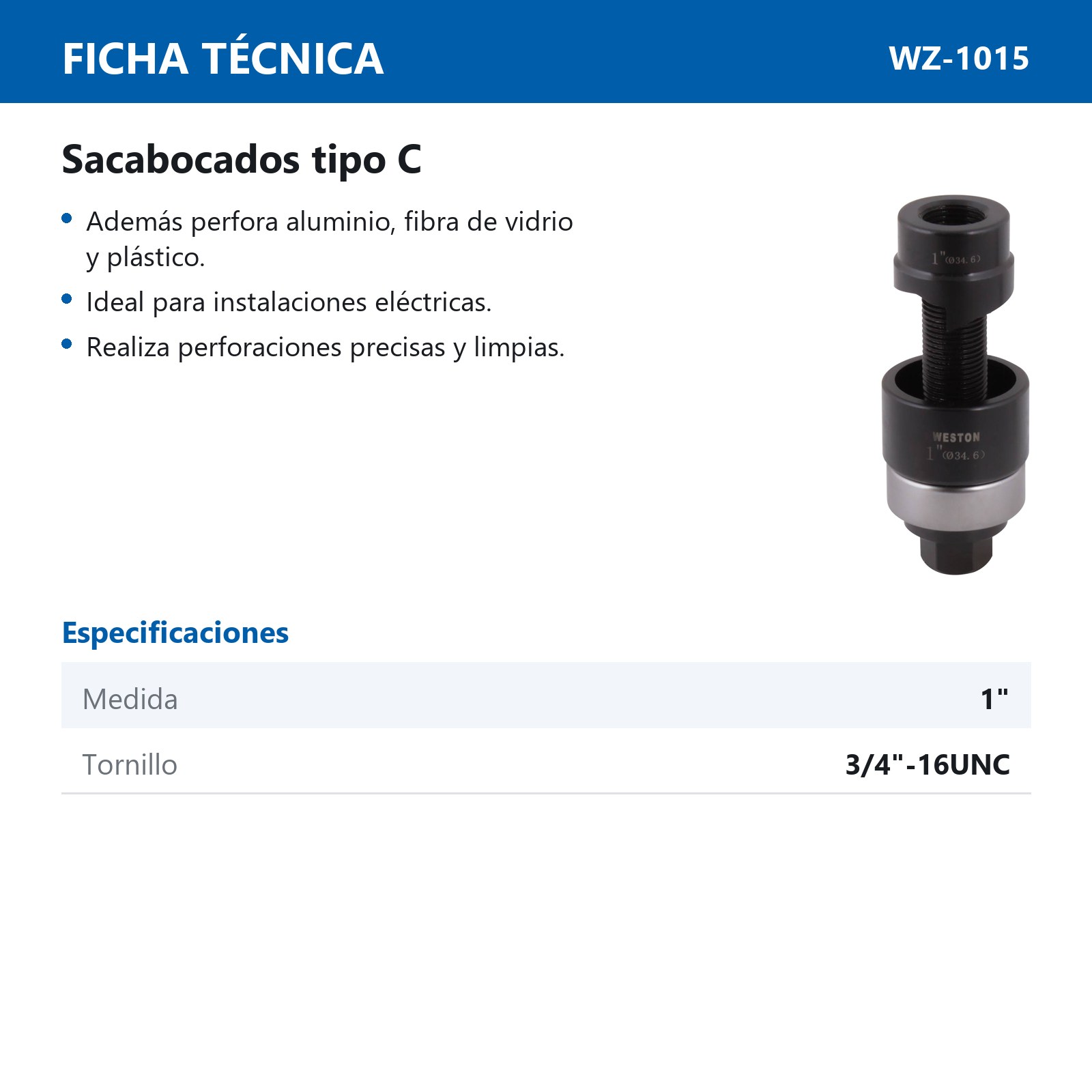 SACABOCADO TIPO C      1" - Imagen 2