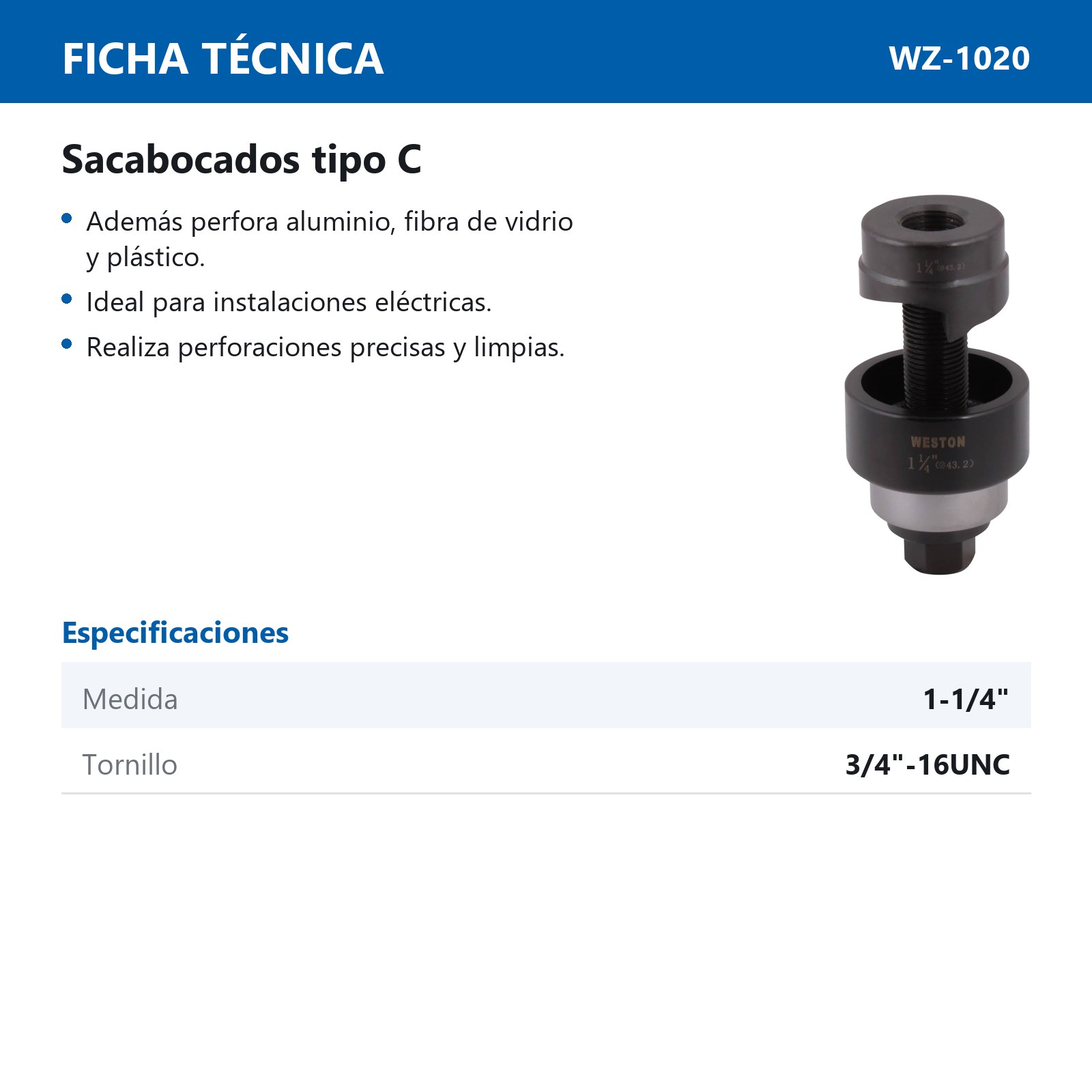 SACABOCADO TIPO C      1-1/4" - Imagen 2