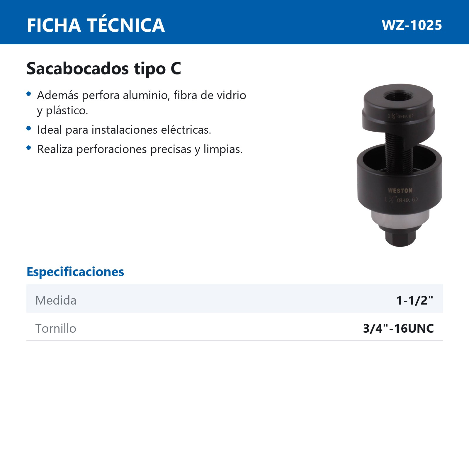 SACABOCADO TIPO C      1-1/2" - Imagen 2