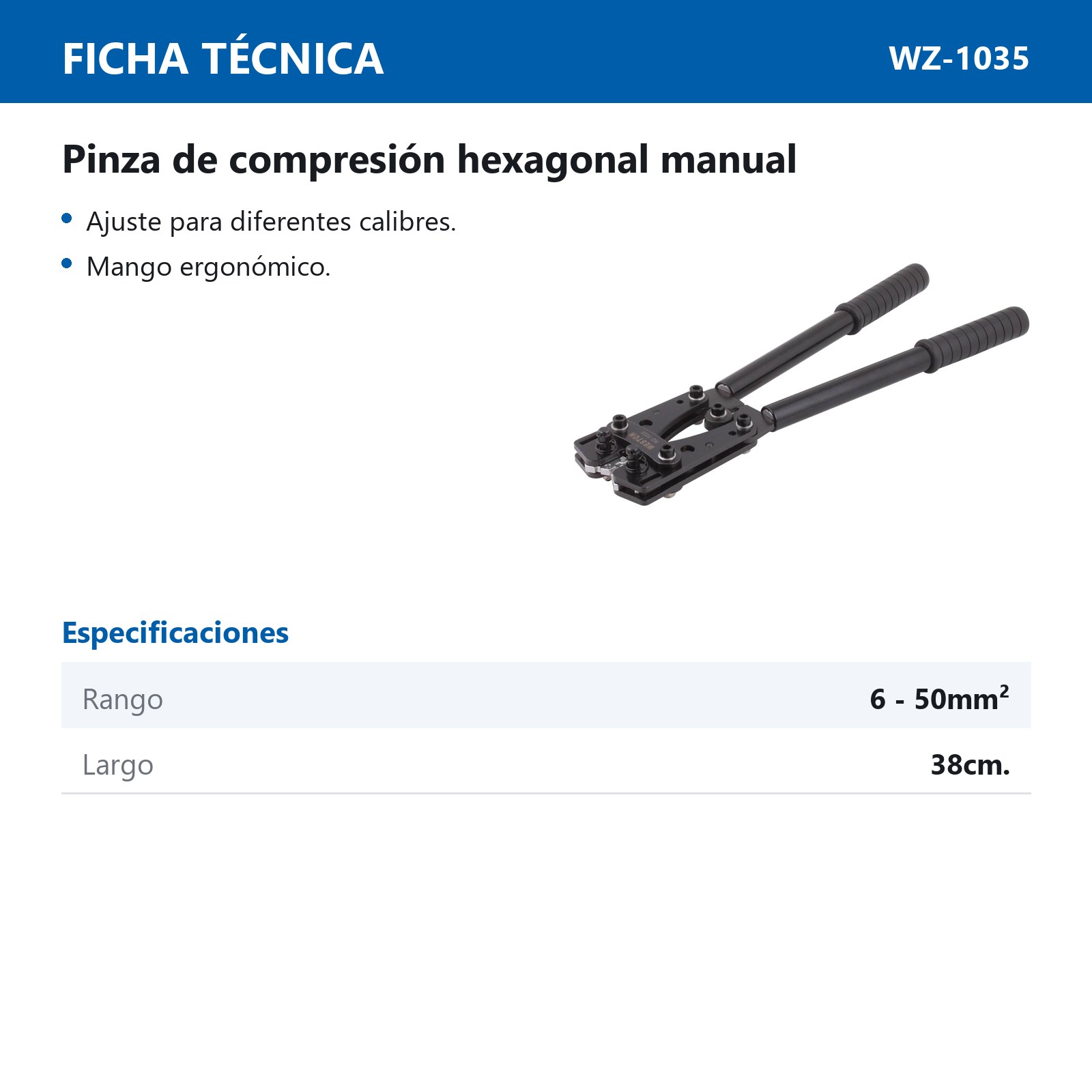 PINZA DE COMPRESION MANUAL HEXAGONAL 380MM - Imagen 2