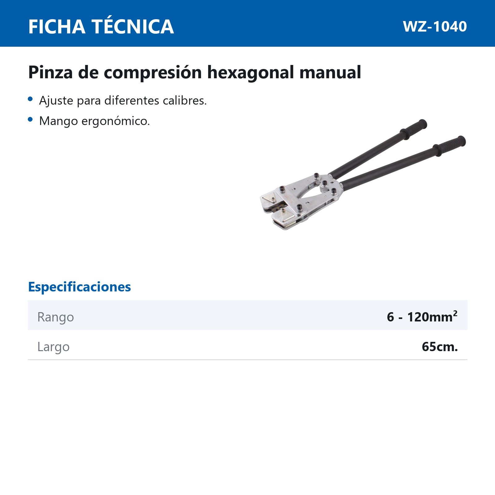 PINZA DE COMPRESION MANUAL HEXAGONAL 650MM - Imagen 2