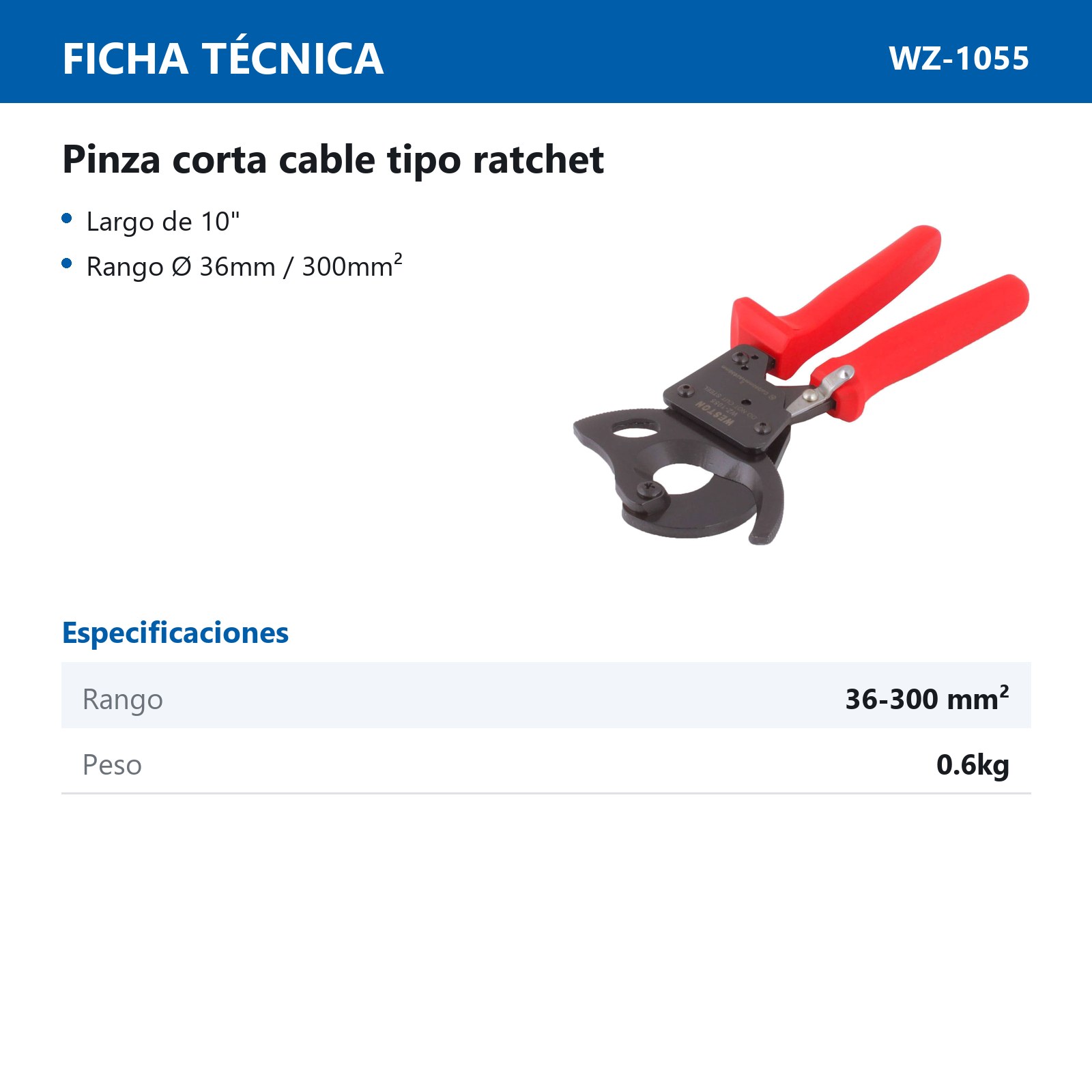 PINZA CORTA CABLE RATCHET - Imagen 2