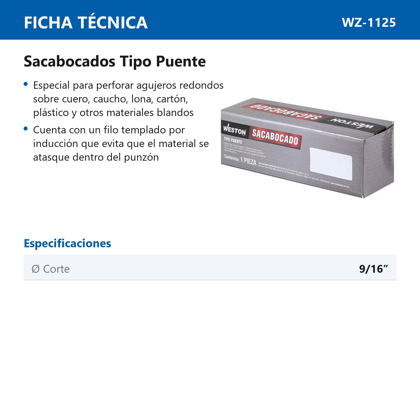 SACABOCADO PUENTE 9/16'' - Imagen 4