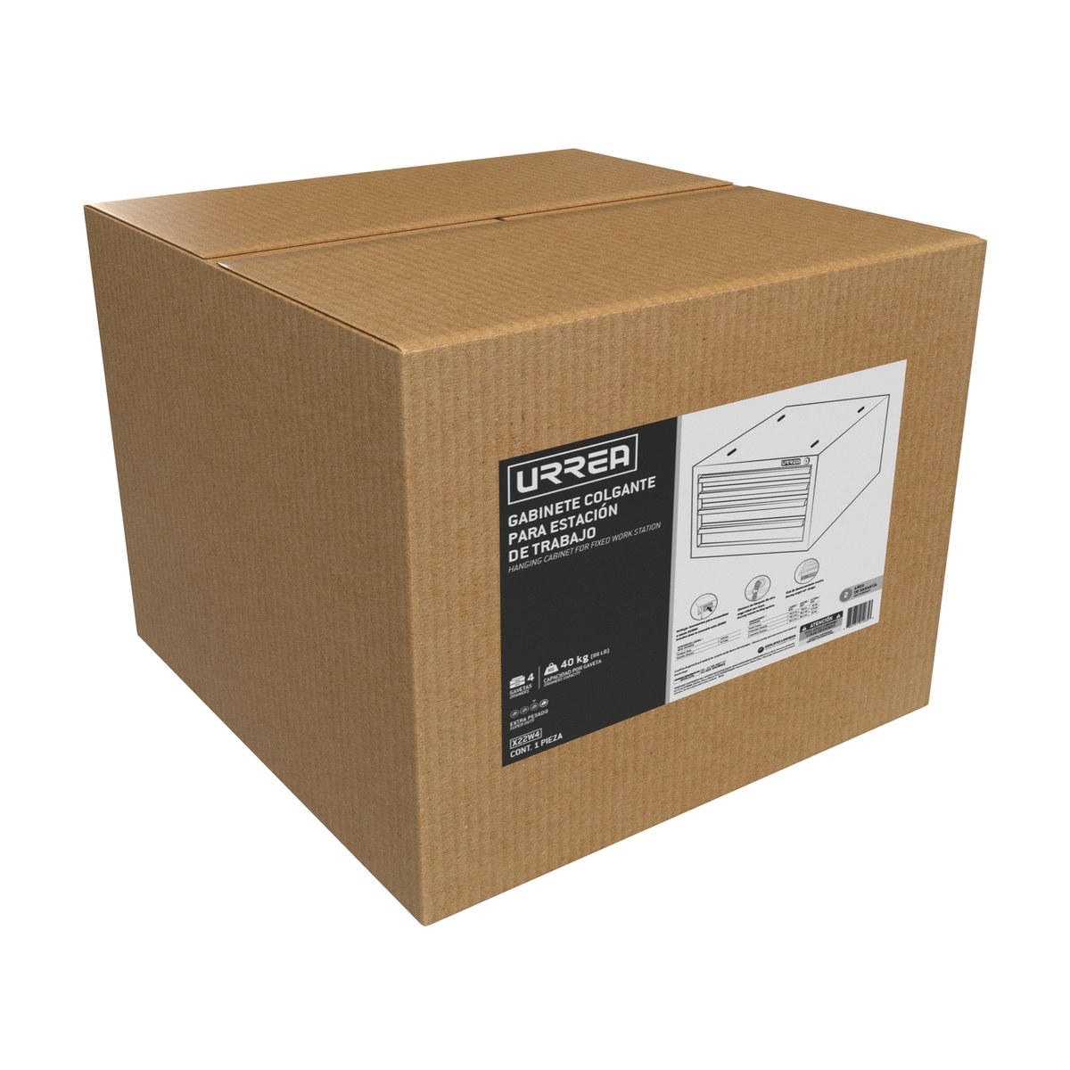Gabinete para estación de trabajo 4 gavetas serie X 22" Urrea - Imagen 2