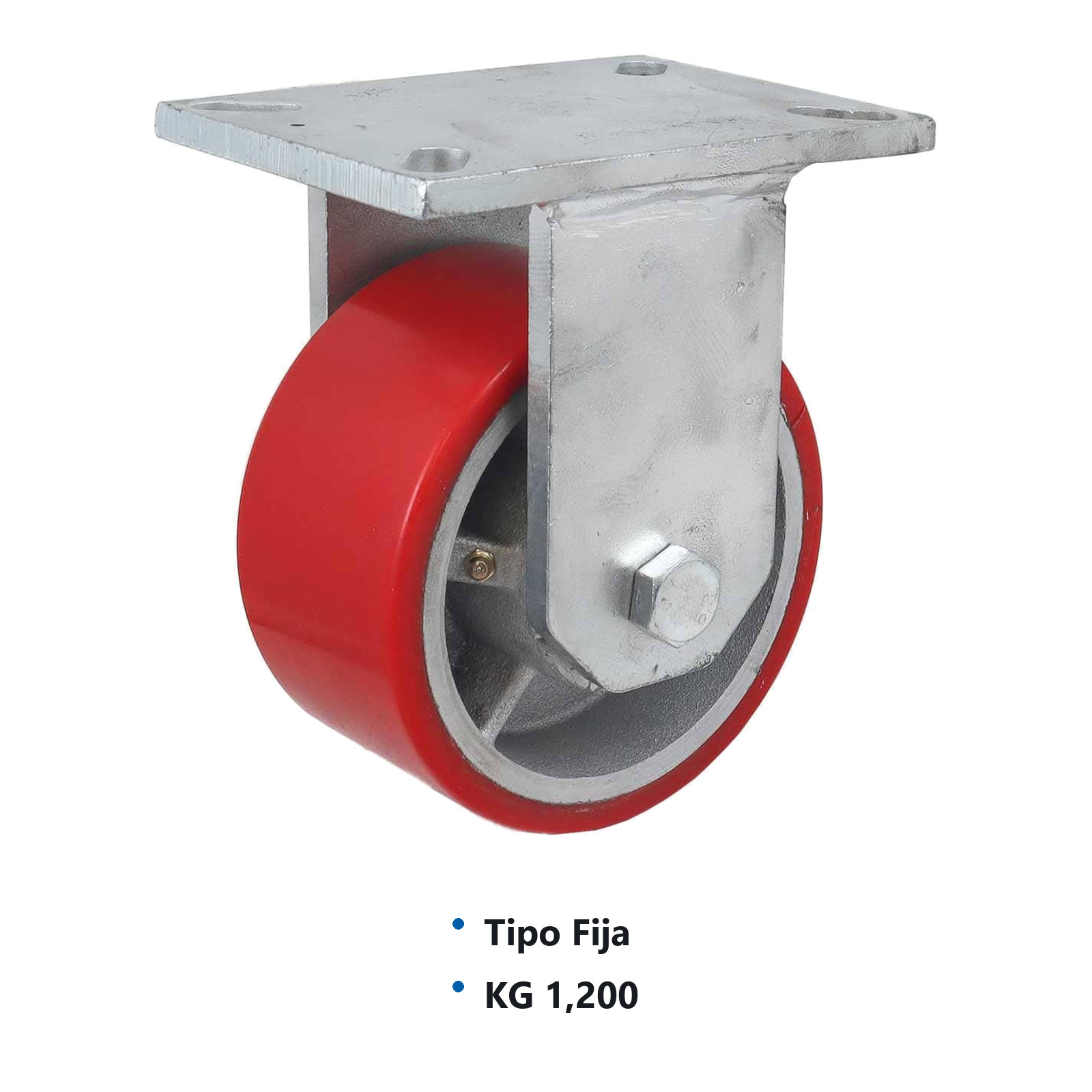 RODAJA FIERRO VACIADO C/PU ROJA FIJA 6" X 3" (152*75MM) - Imagen 2