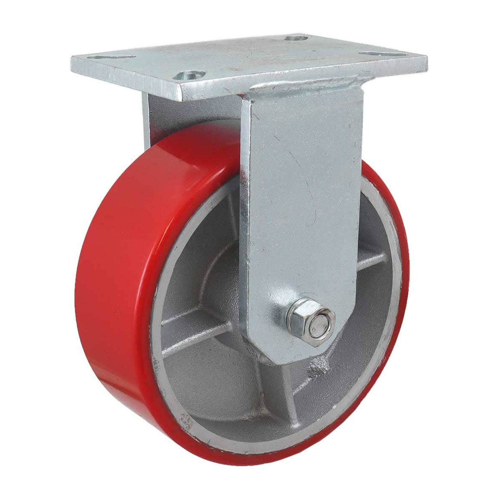 Rodaja Fija de Fierro Vaciado con Poliuretano Rojo 8" x 3" (203 x 75 mm) Weston