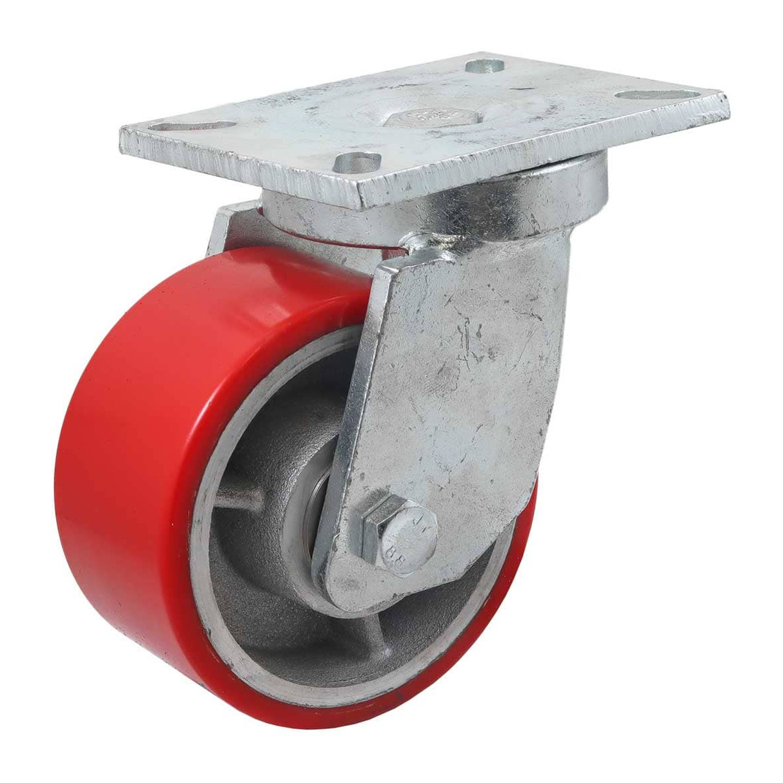 Rodaja Giratoria de Fierro Vaciado con Poliuretano Roja 6" x 3" (152 x 75 mm) WESTON