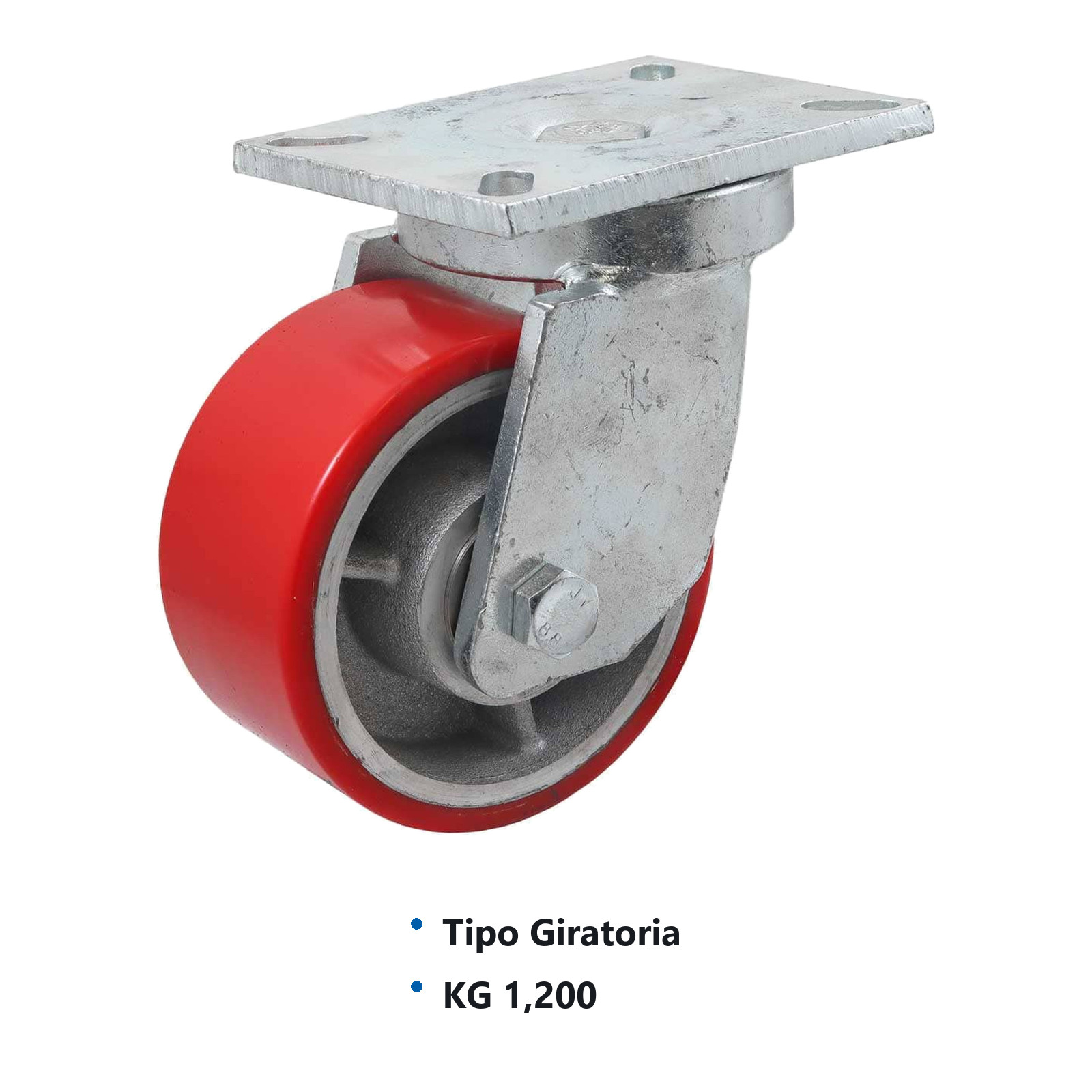 RODAJA FIERRO VACIADO C/PU ROJA GIR. 6" X 3" (152*75MM) - Imagen 2