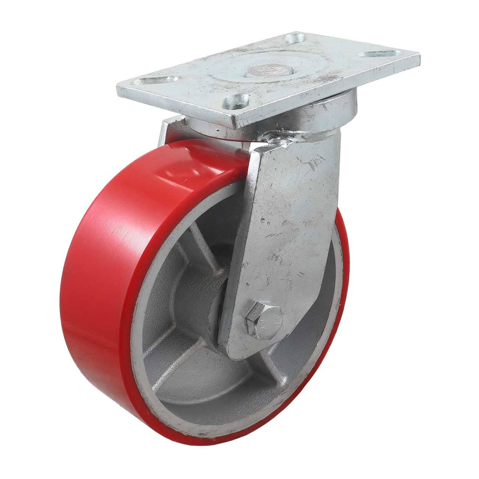 Rodaja Giratoria de Fierro Vaciado con Poliuretano Rojo 8" x 3" (203 x 75 mm) WESTON