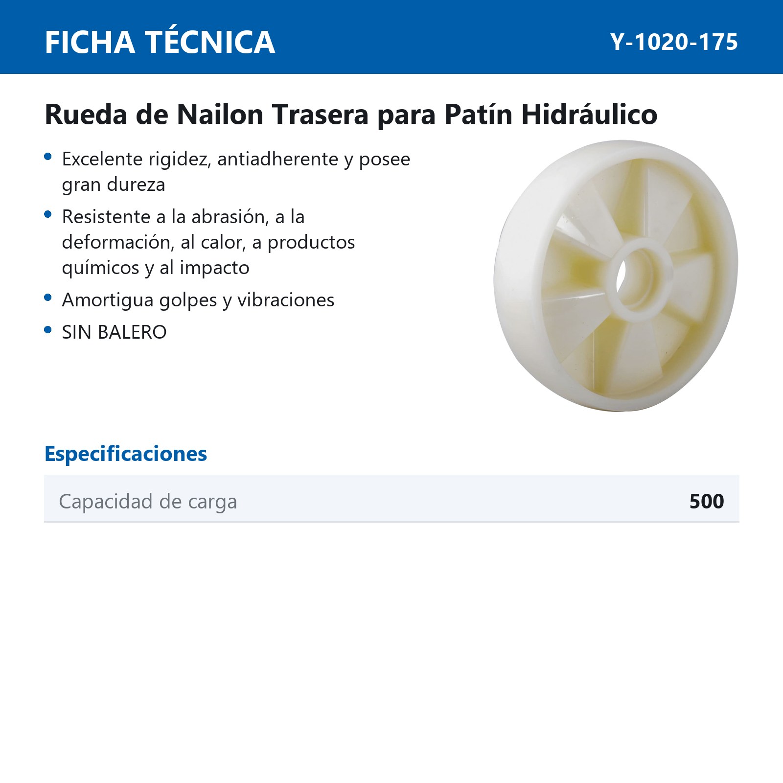 RUEDA NYLON TRASERA P/PATIN 7X2" - Imagen 2
