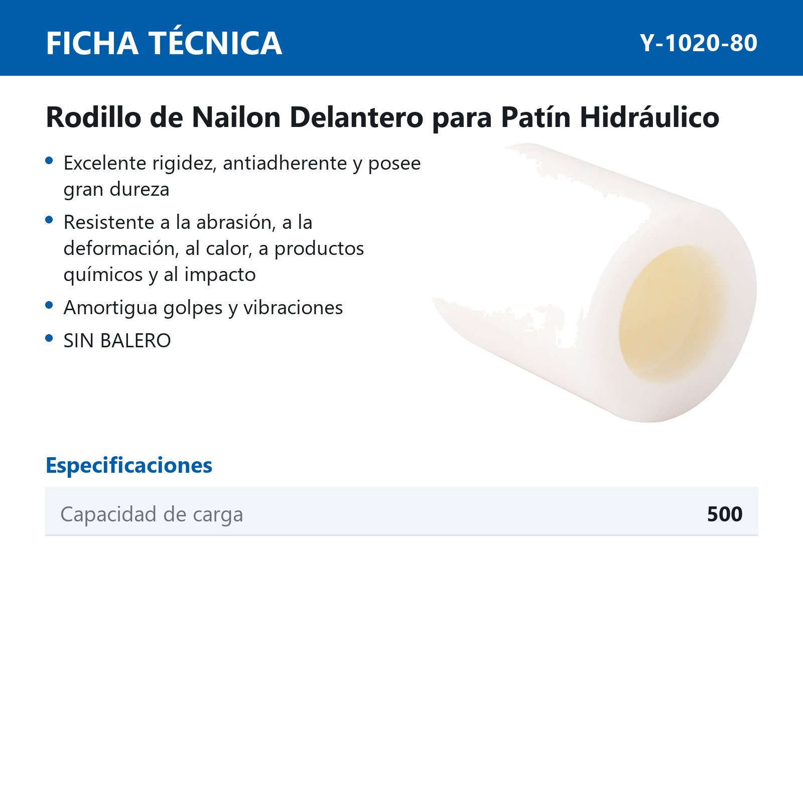 RUEDA DE NAILON 80 x 70 MM - Imagen 2