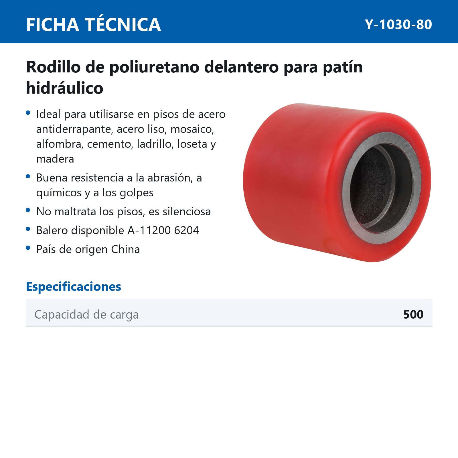 RODILLO DE PU 80 x 70 MM - Imagen 2