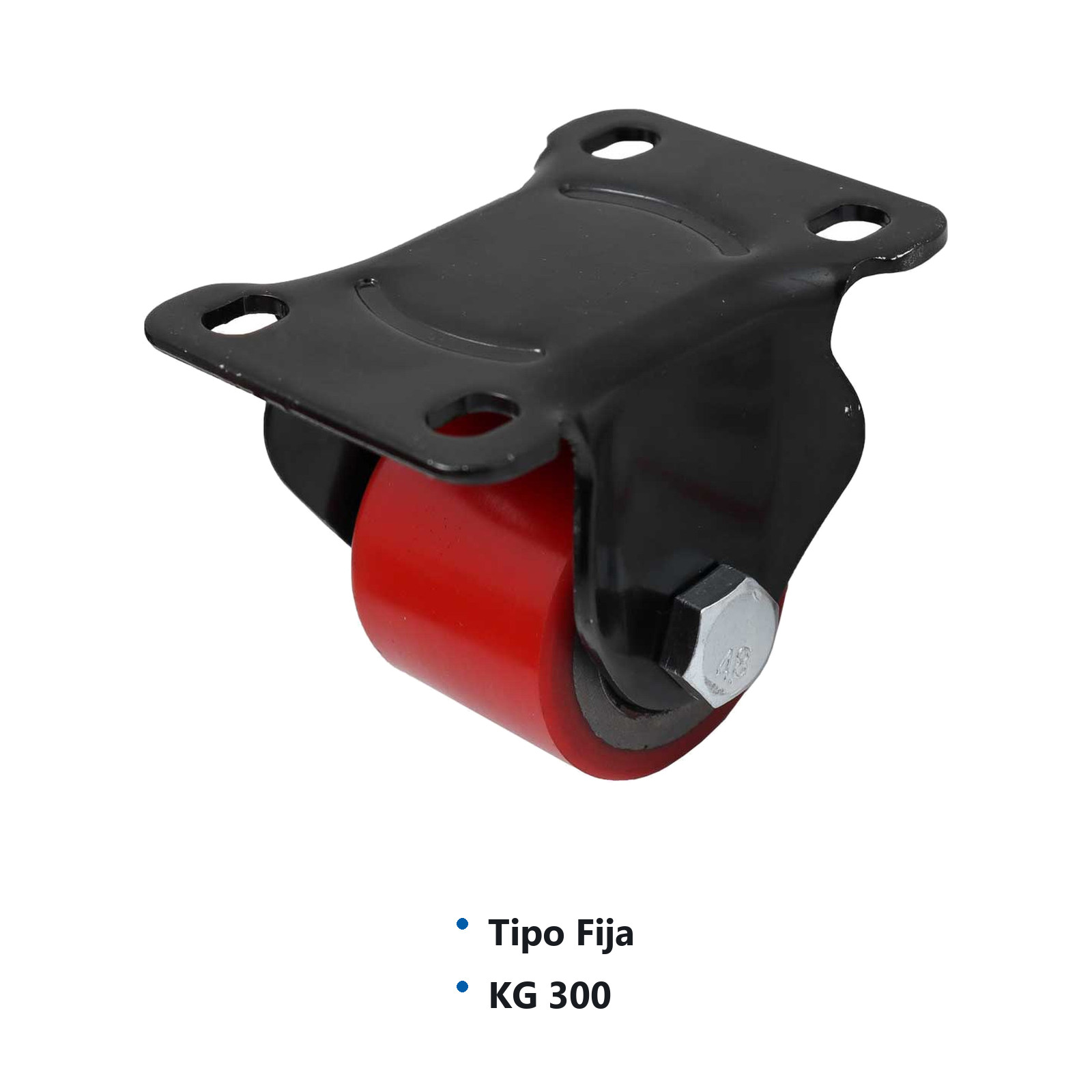 RODAJA FIERRO VACIADO C/PU ROJA FIJA HORQUILLA NEGRA 2" (50*42MM) - Imagen 2