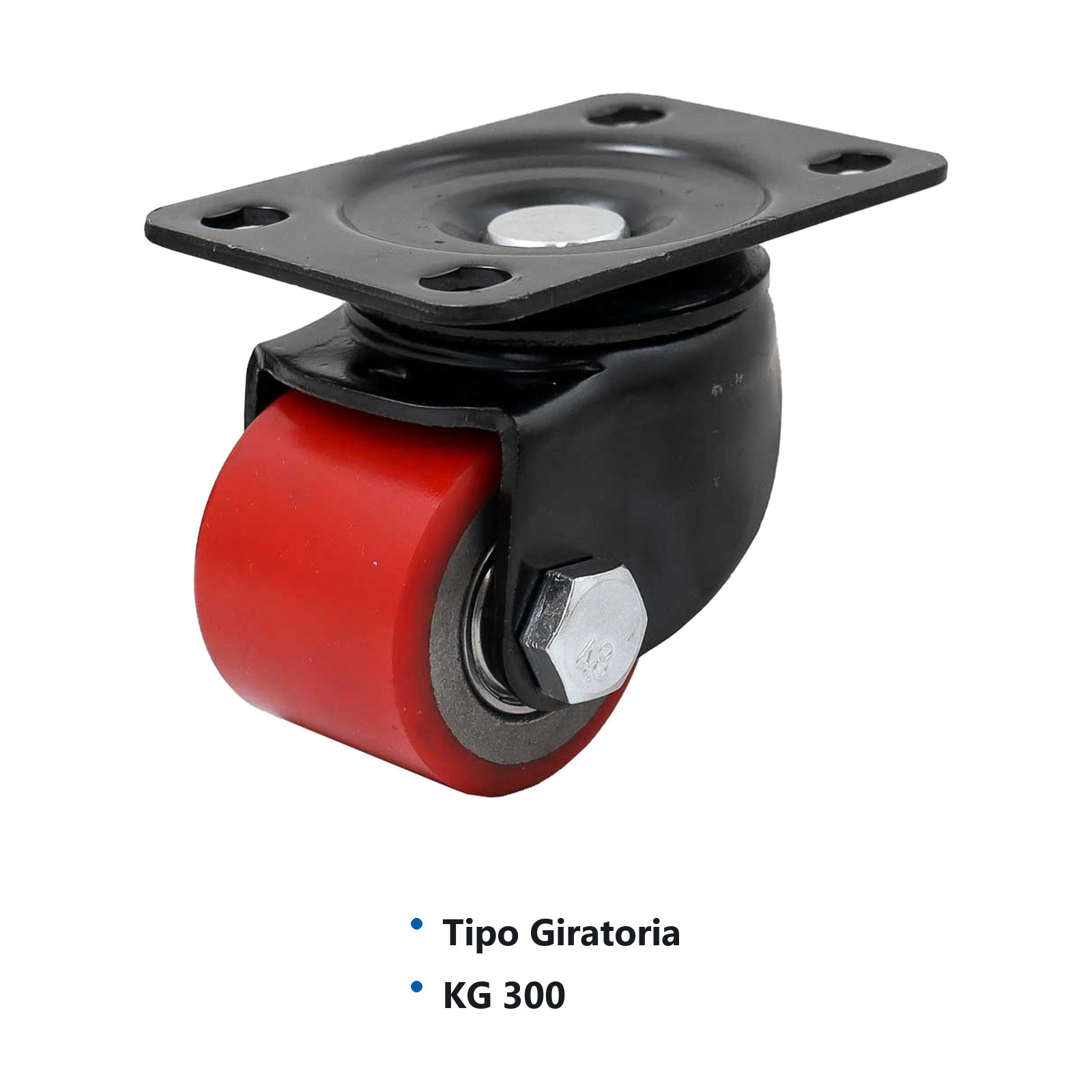 RODAJA FIERRO VACIADO C/PU ROJA GIR. HORQUILLA NEGRA 2" (50*42MM) - Imagen 2