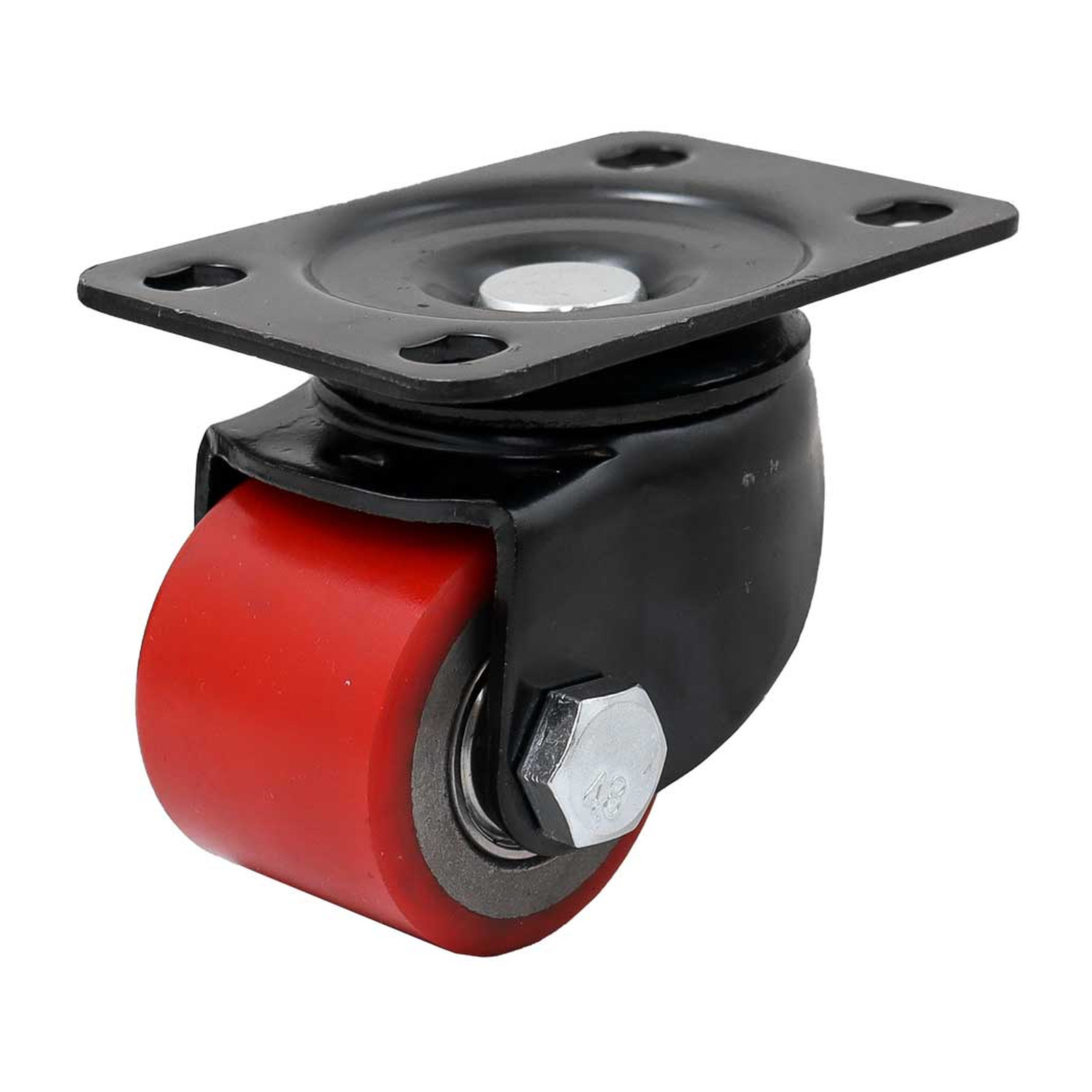 Rodaja Giratoria de Fierro Vaciado con Poliuretano Rojo y Horquilla Negra 3" (75x40 mm) WESTON