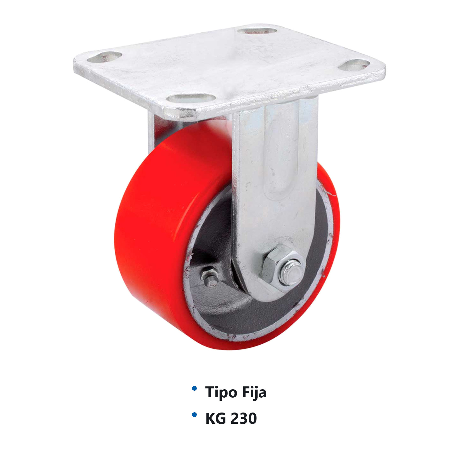 RODAJA FIERRO VACIADO C/PU FIJA ROJA 4X2" - Imagen 2