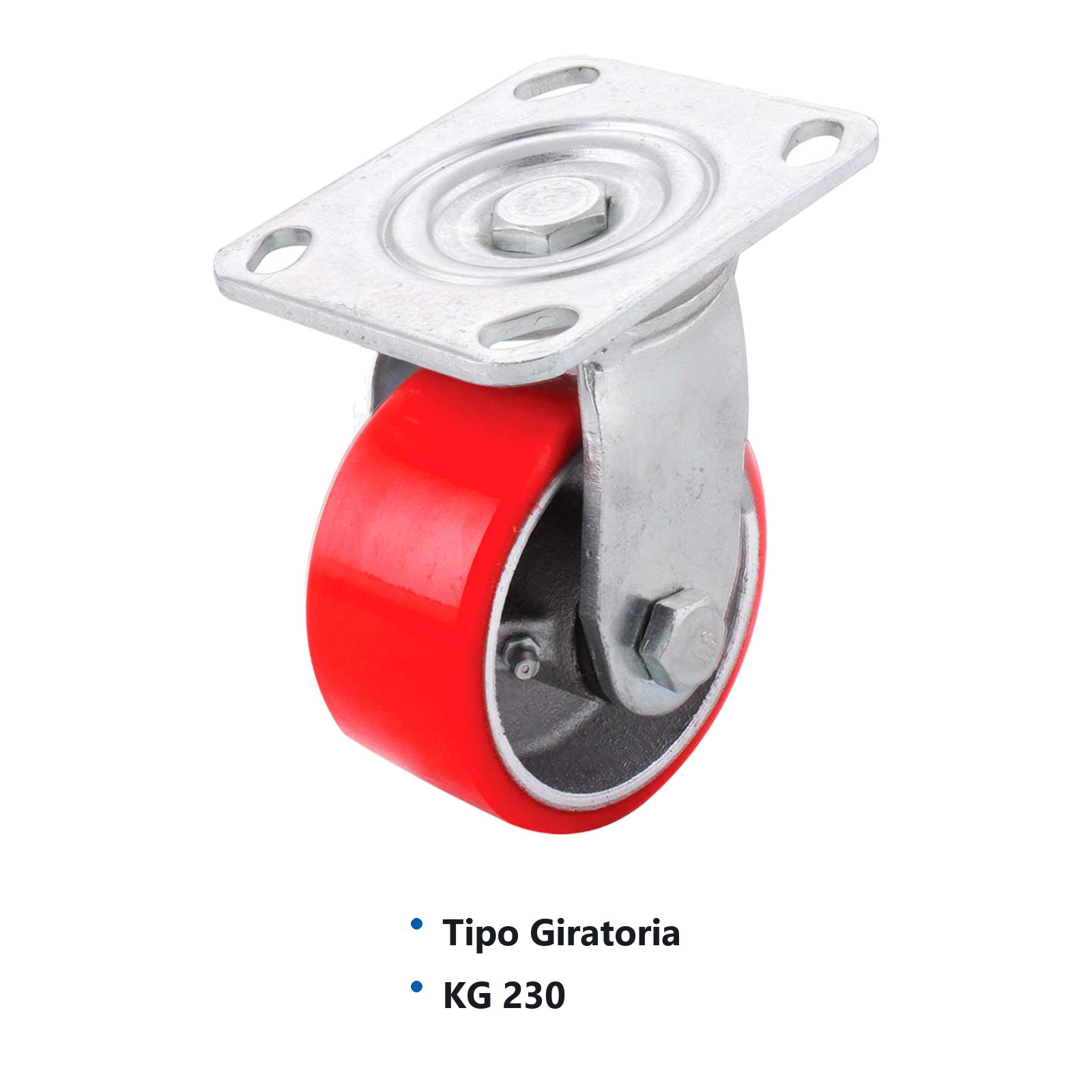 RODAJA FIERRO VACIADO C/PU GIRA. ROJA 4X2" - Imagen 2