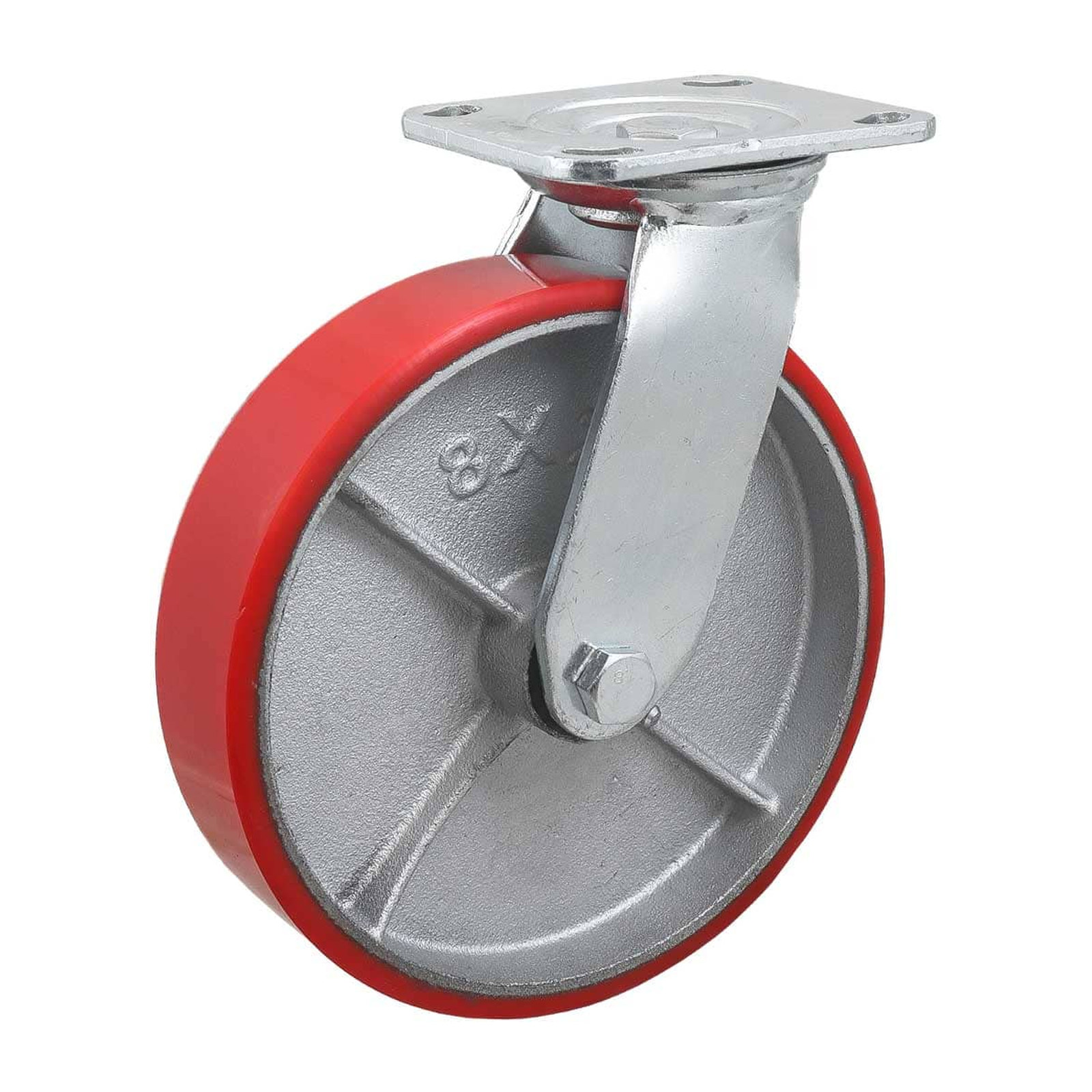 Rodaja de Fierro Vaciado con Poliuretano Giratoria Roja 8x2" WESTON