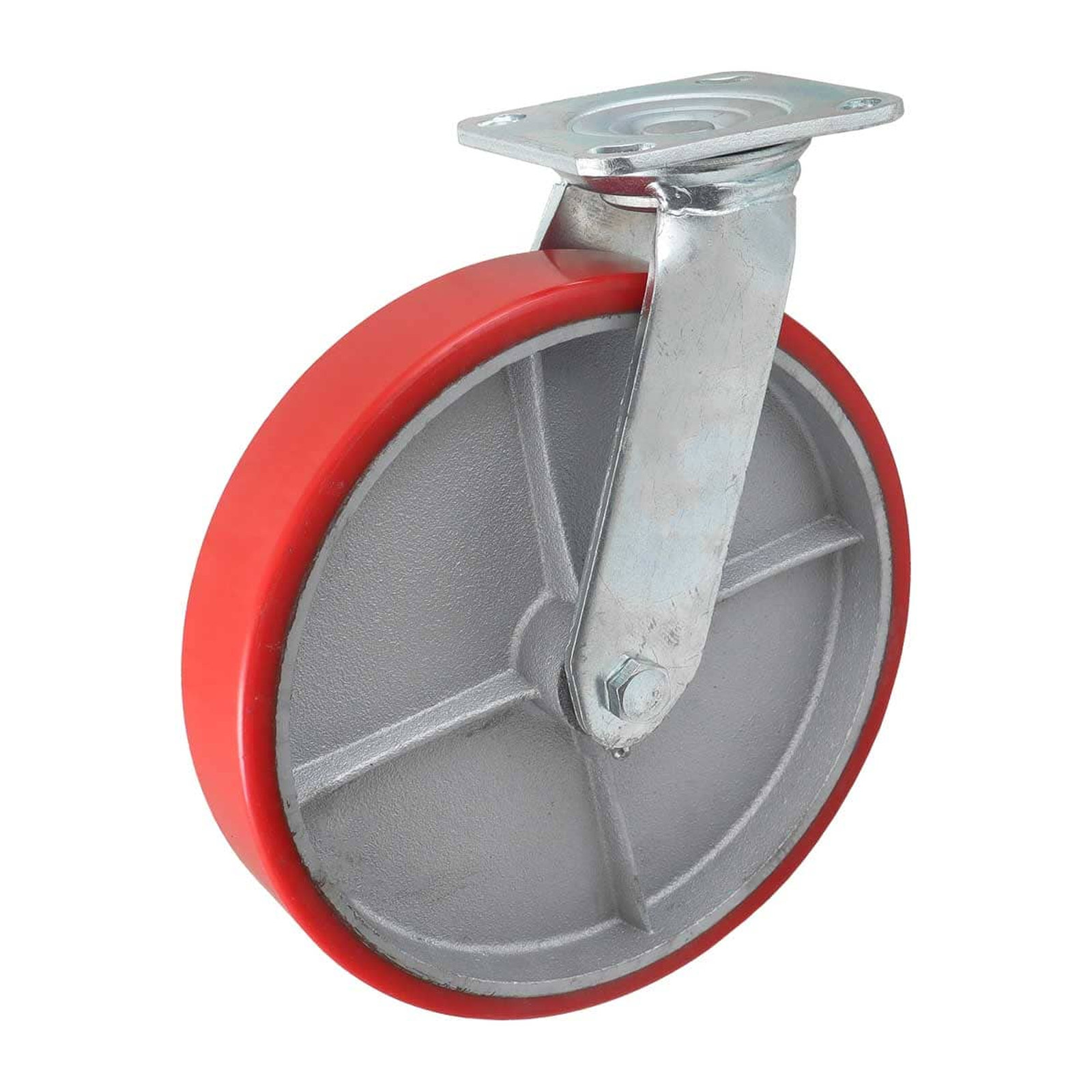 Rodaja Giratoria de Fierro Vaciado con Llanta de Poliuretano Roja 10x2" Weston