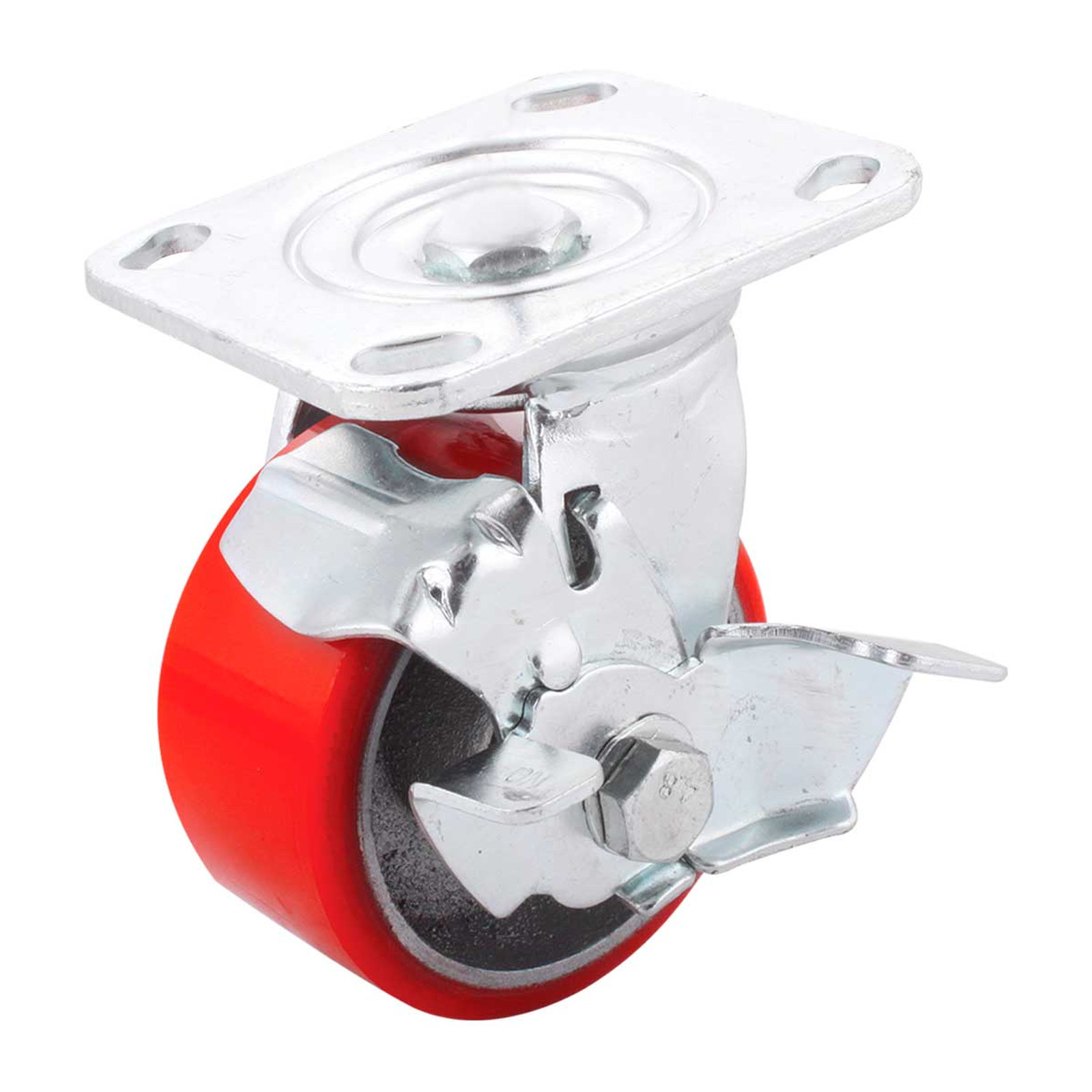 Rodaja Giratoria con Freno WESTON de Fierro Vaciado con Poliuretano Roja 6x2"